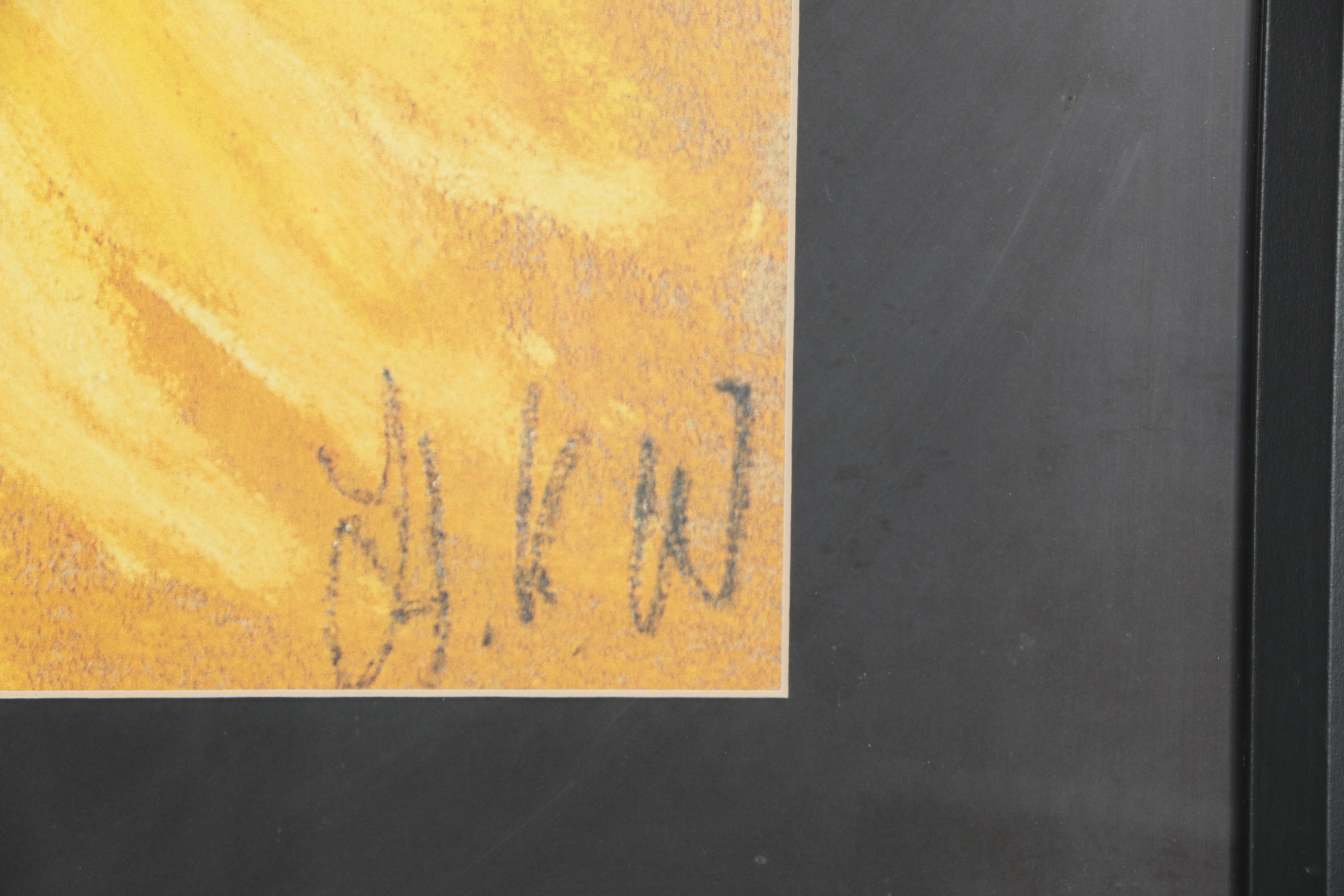 Signed Offset Lithograph on Paper of a Floral Theme