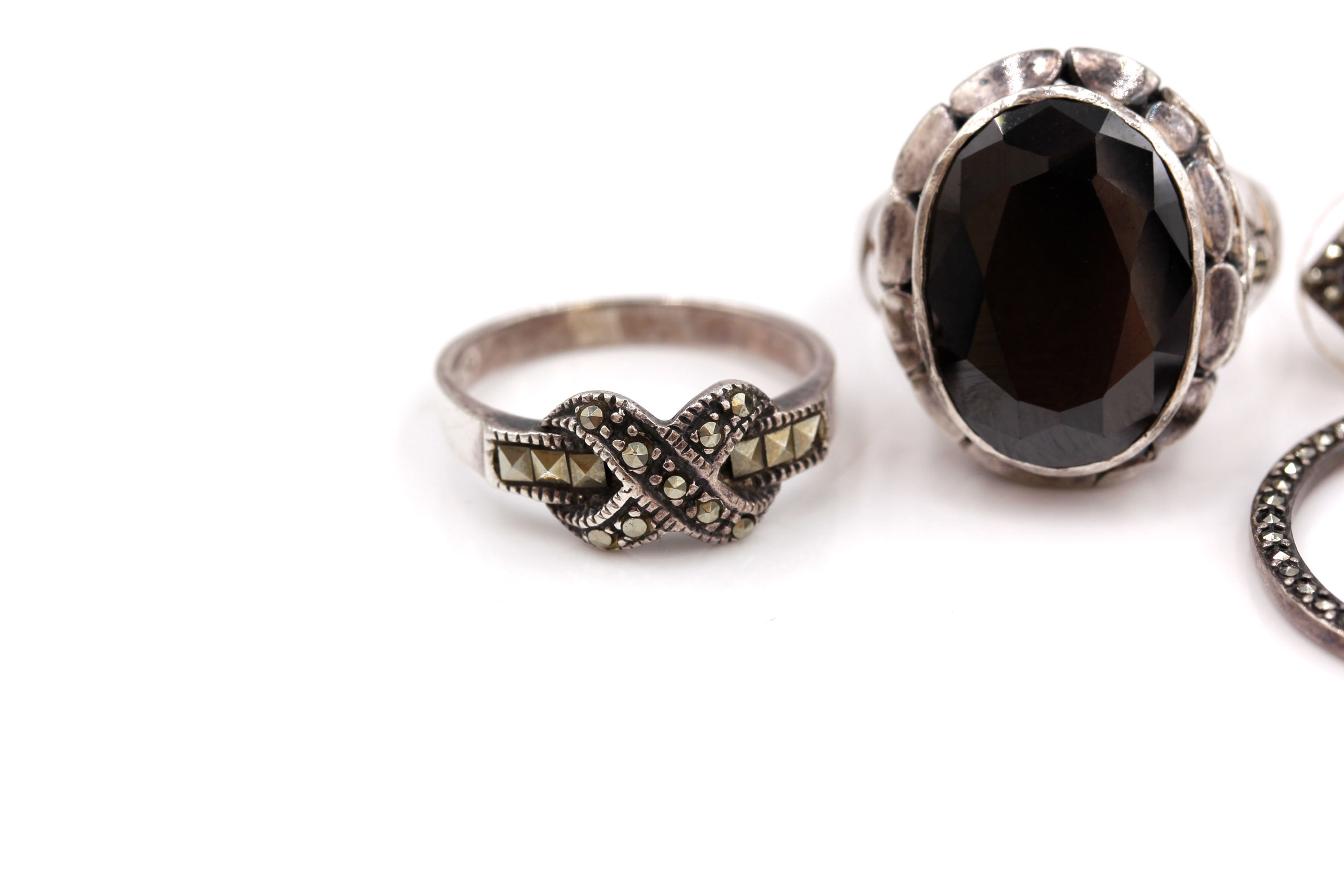 Sterling Silver Marcasite Earrings and Ring