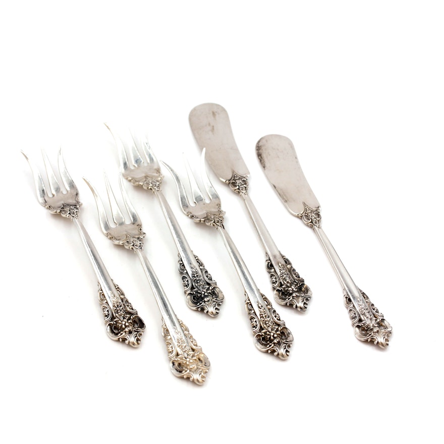 Wallace "Grande Baroque" Sterling Relish Forks and Butter Knives