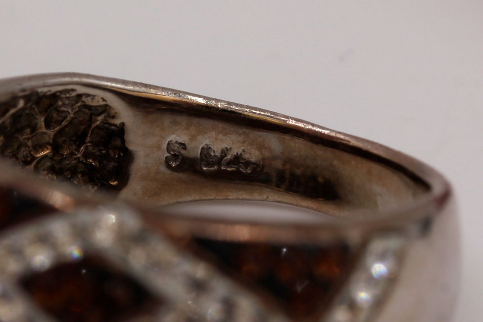 Sterling Silver Enamel and Rhinestone Bands