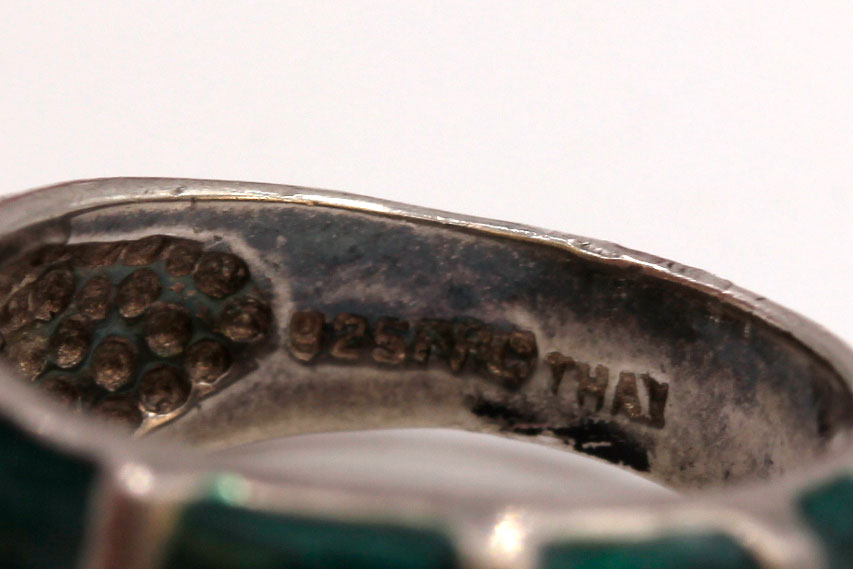 Sterling Silver Enamel and Rhinestone Bands