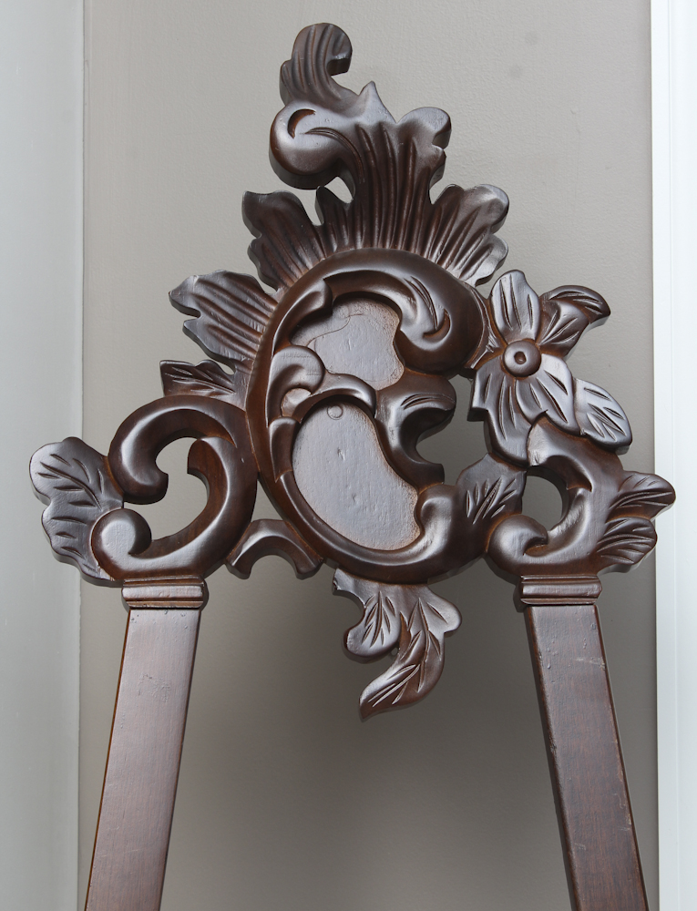 Vintage Mahogany Stained Carved Wooden Easel