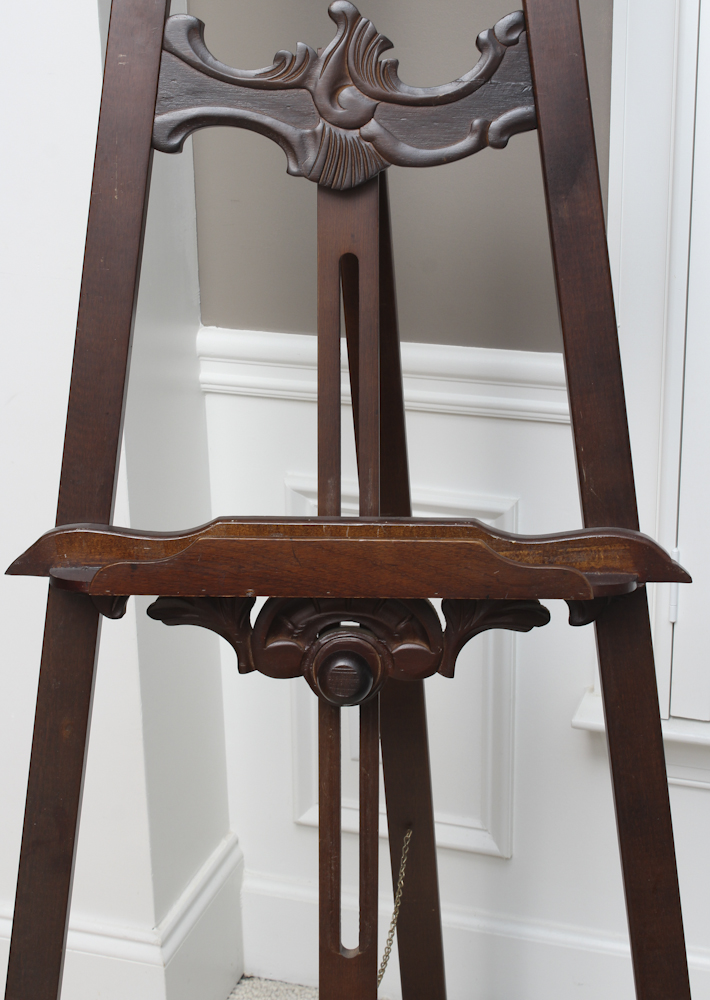 Vintage Mahogany Stained Carved Wooden Easel