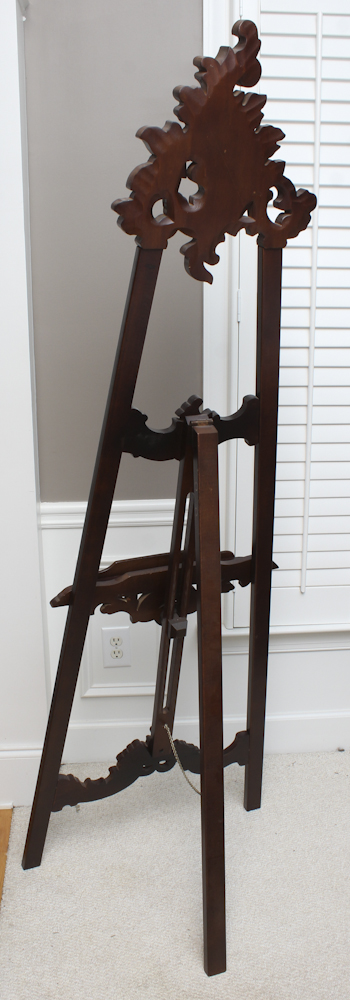 Vintage Mahogany Stained Carved Wooden Easel