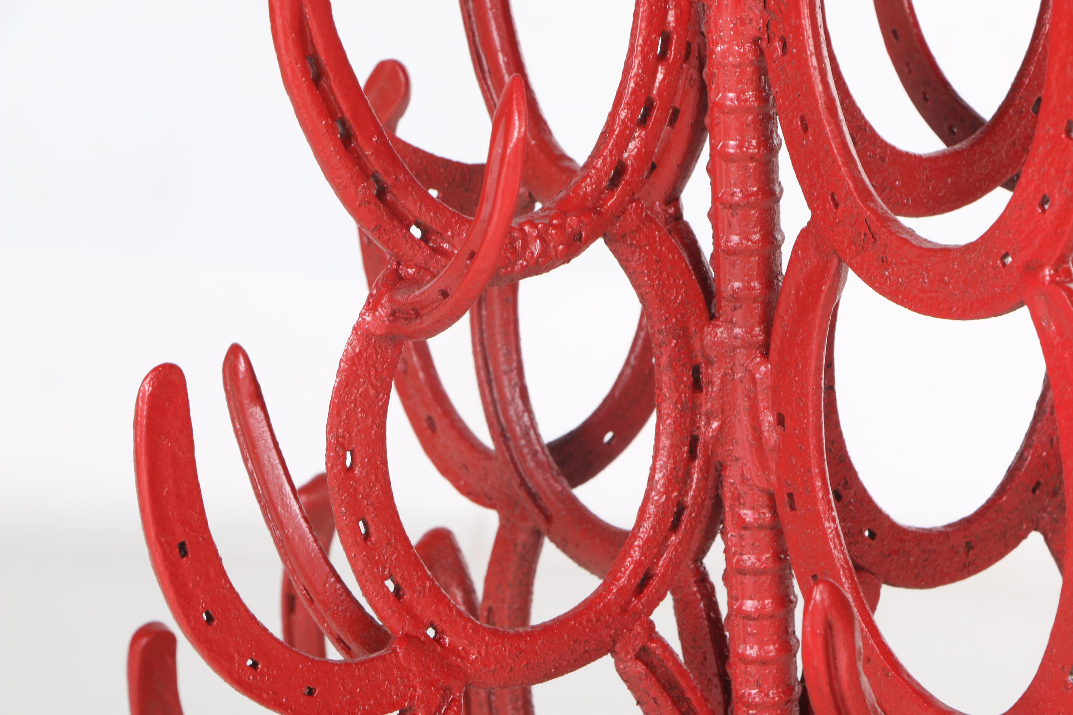 Red Metal Horse Shoe Christmas Tree