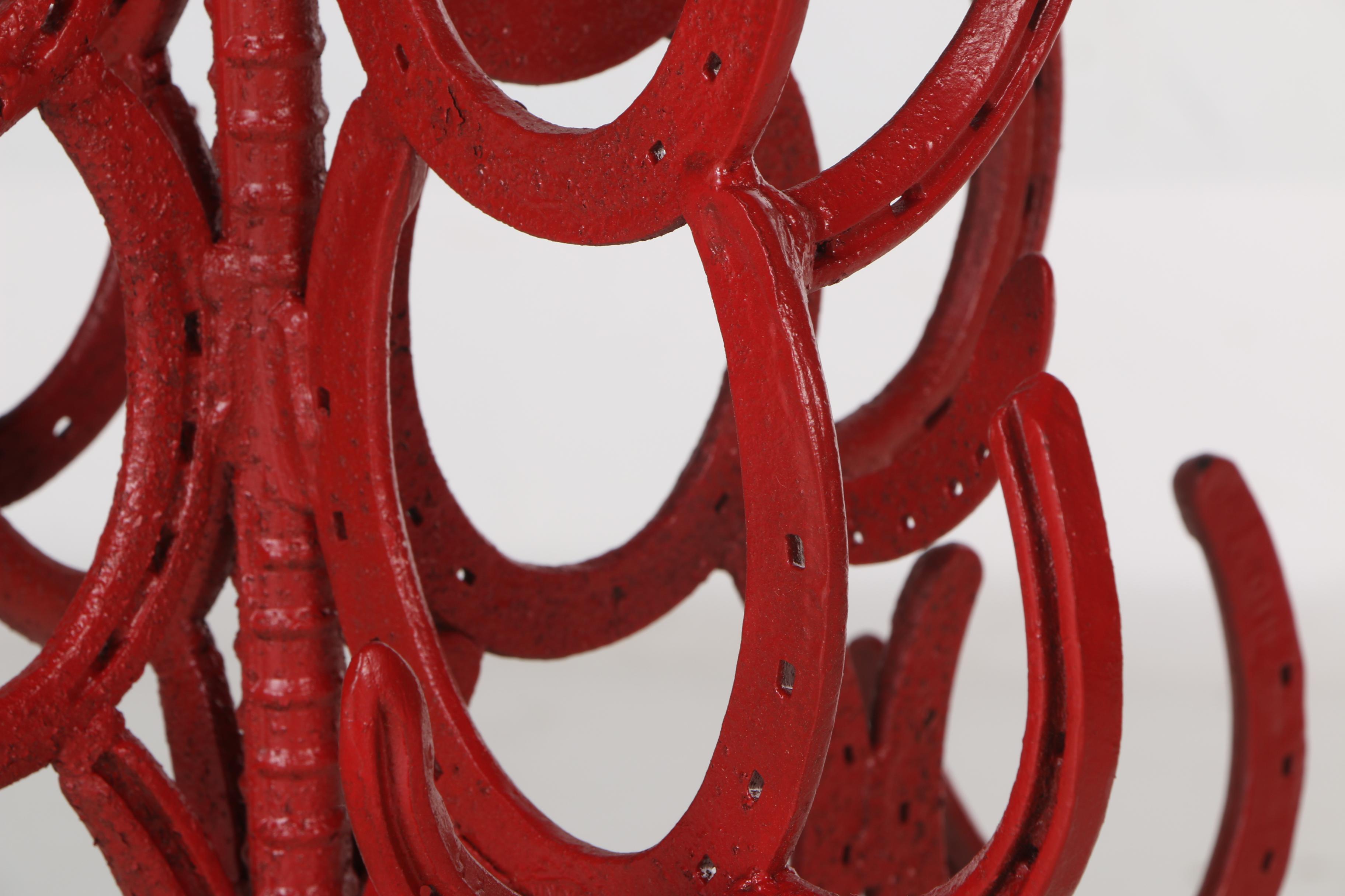 Red Metal Horse Shoe Christmas Tree