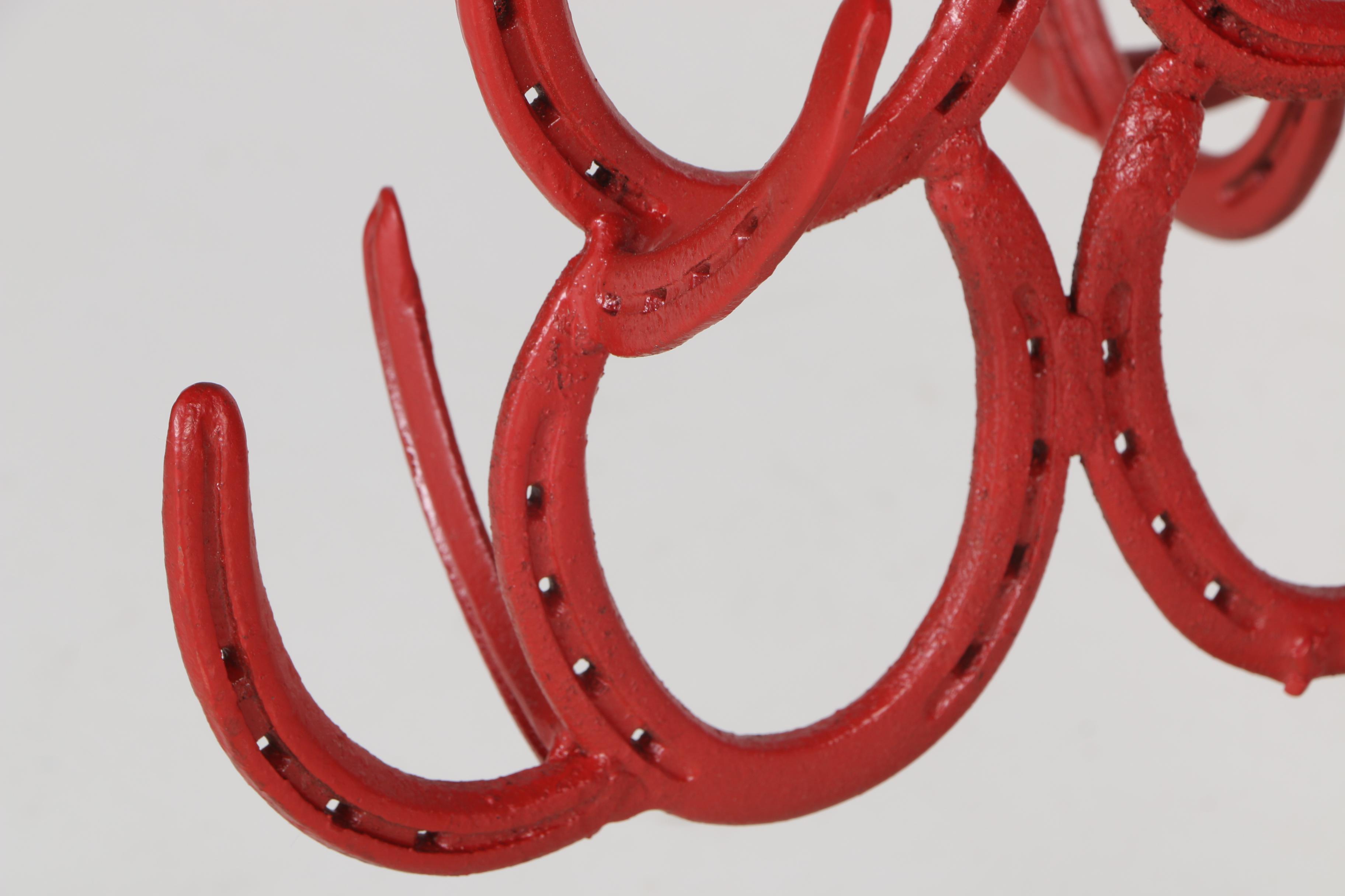 Red Metal Horse Shoe Christmas Tree