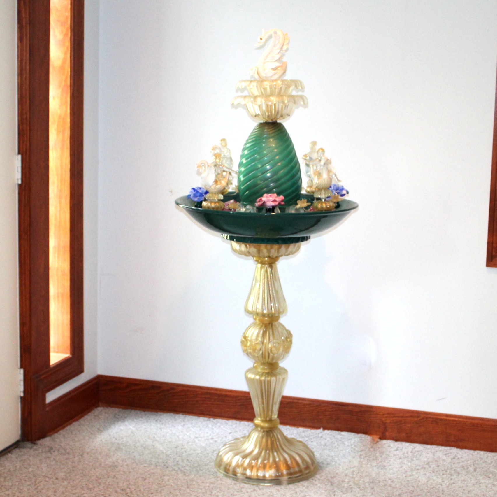 Vintage Venetian Art Glass Bird Bath Fountain