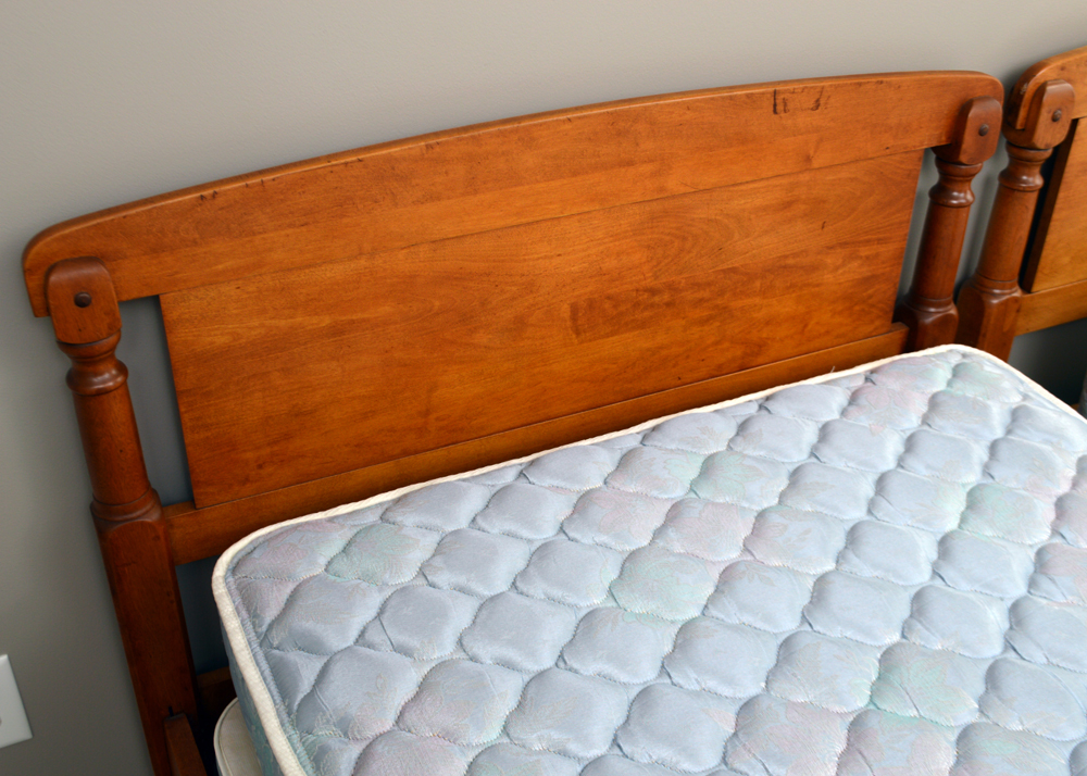 Two Early American Style Cherry Twin Bed Frames