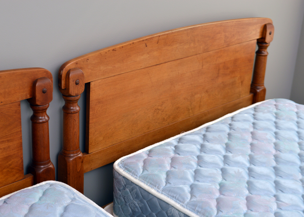Two Early American Style Cherry Twin Bed Frames