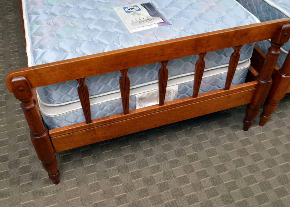 Two Early American Style Cherry Twin Bed Frames