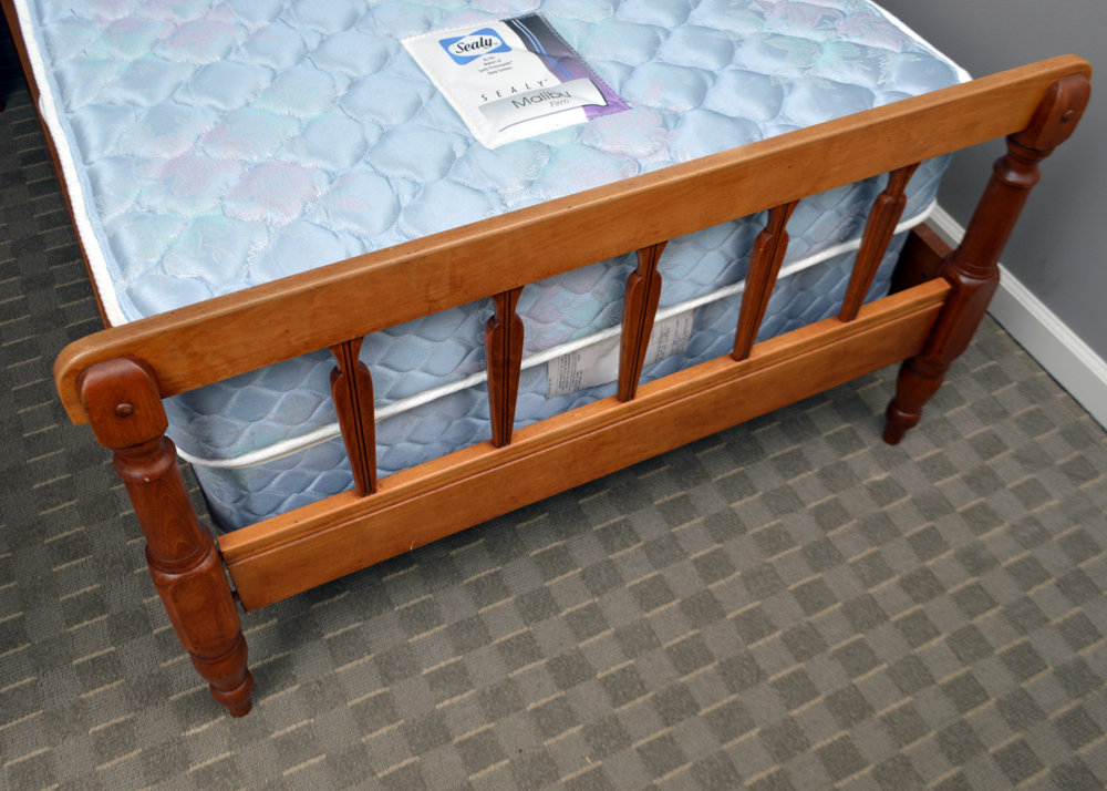 Two Early American Style Cherry Twin Bed Frames