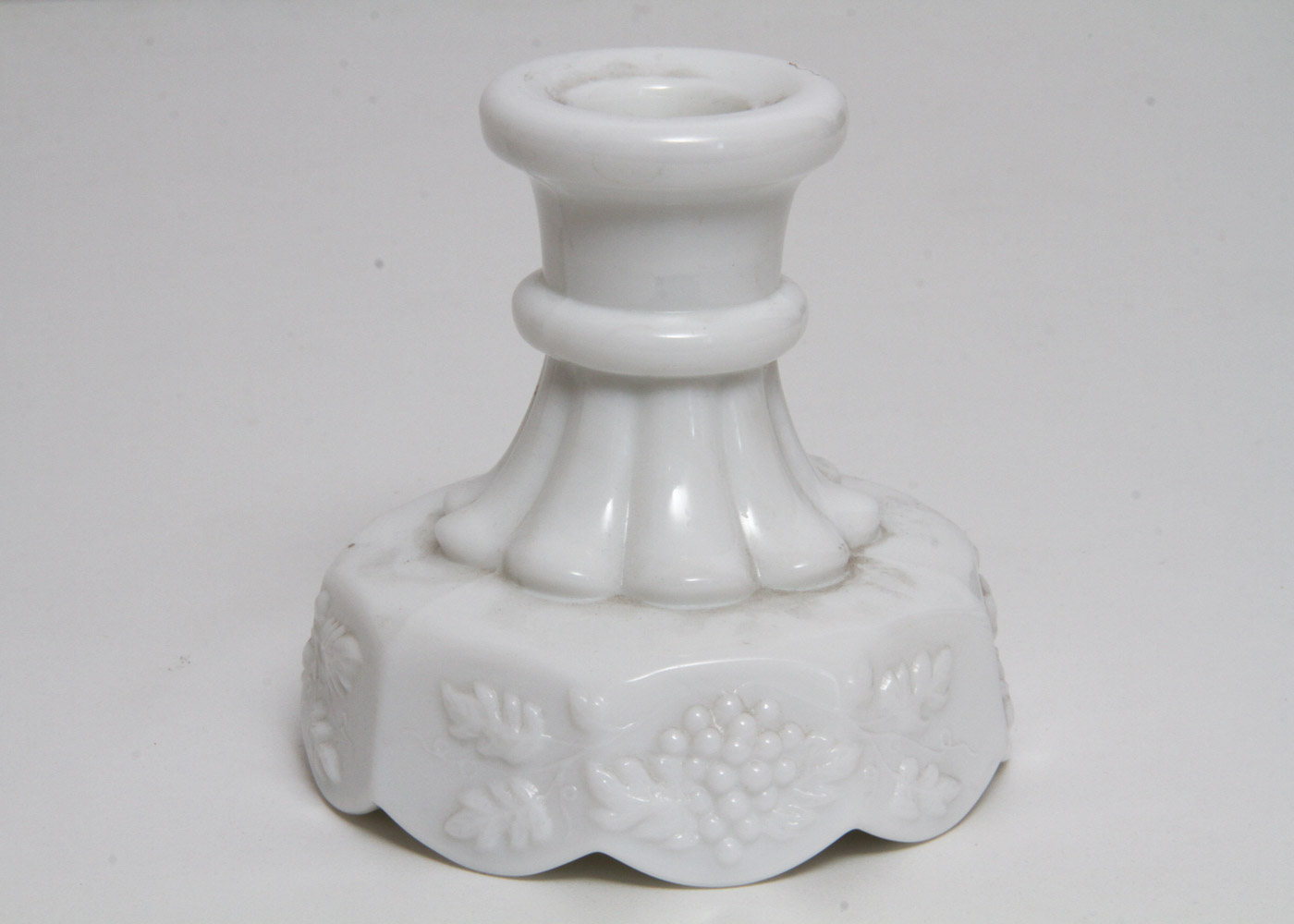 Westmoreland Milk Glass "Paneled Grapes" Candlesticks
