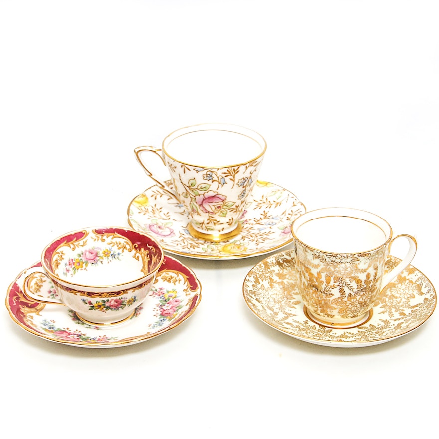 Set of Demitasse China Cups and Saucers