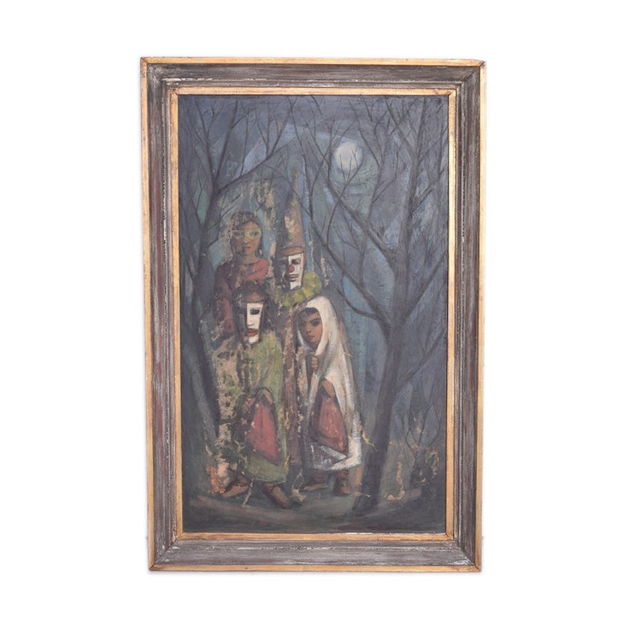 Framed Oil on Canvas of "Children in the Woods"