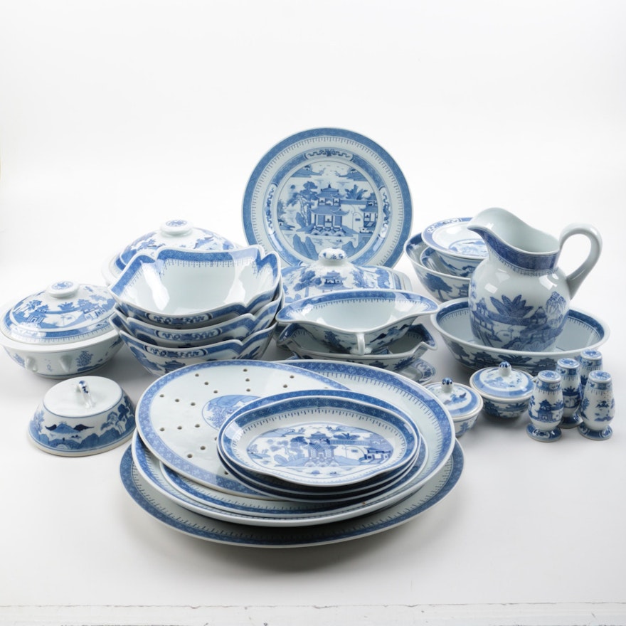 Collection of Blue and White Chinese Serveware