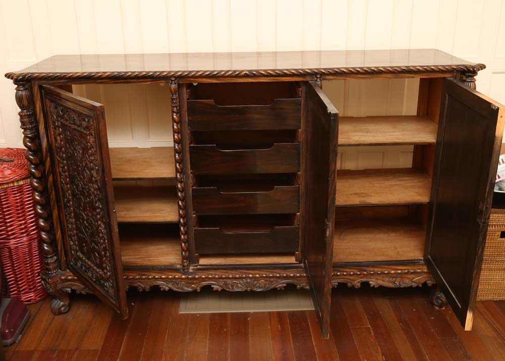 Large Carved Mahogany Buffet