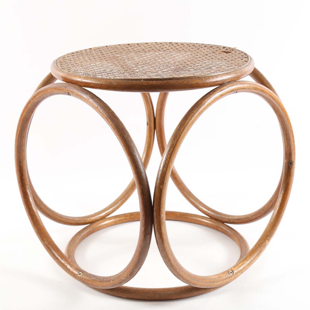 Vintage Thonet Style Bentwood Cane Stool