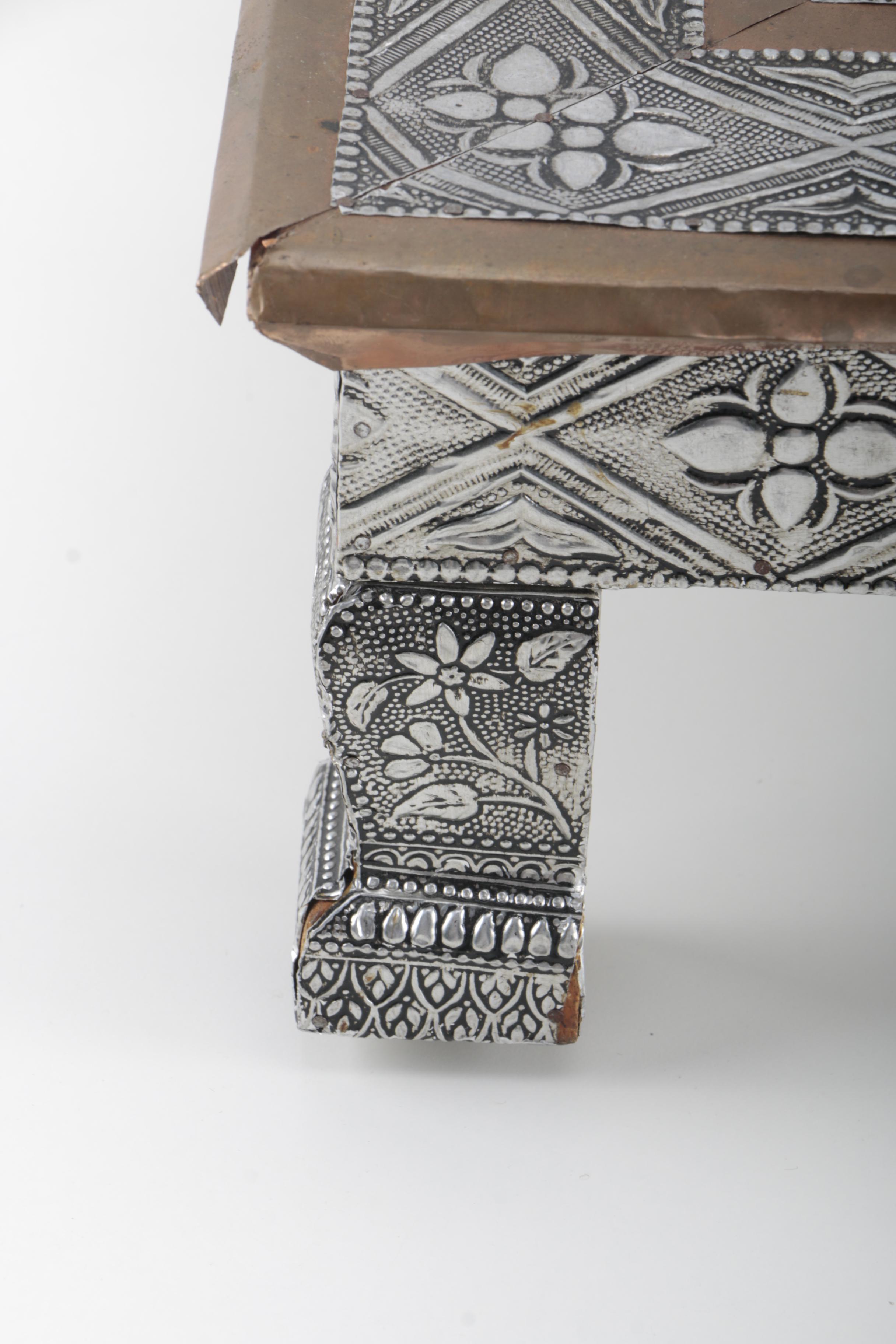 Indian Metal Embossed Table with Book Stand by Gujarat Emporium