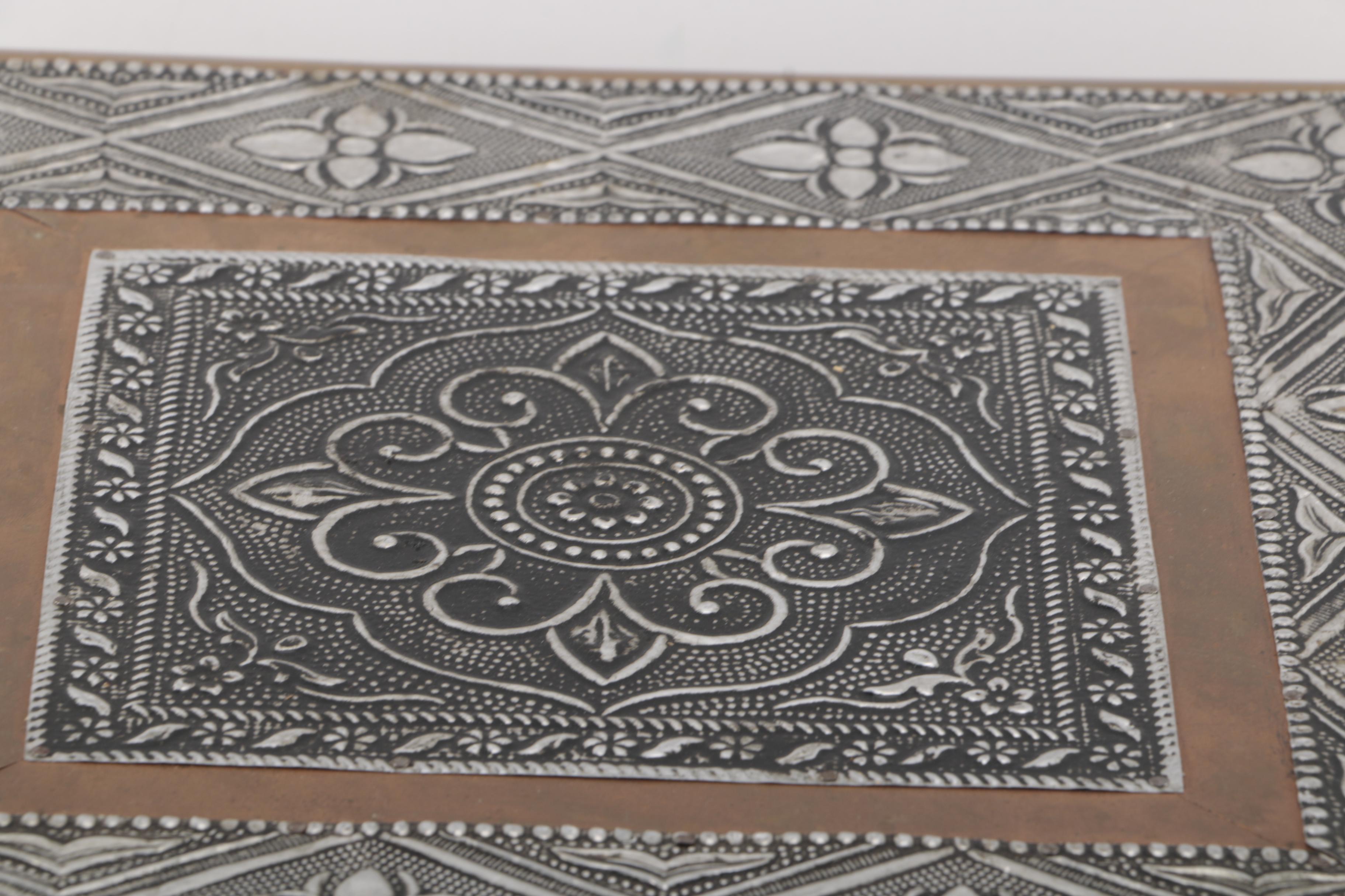 Indian Metal Embossed Table with Book Stand by Gujarat Emporium