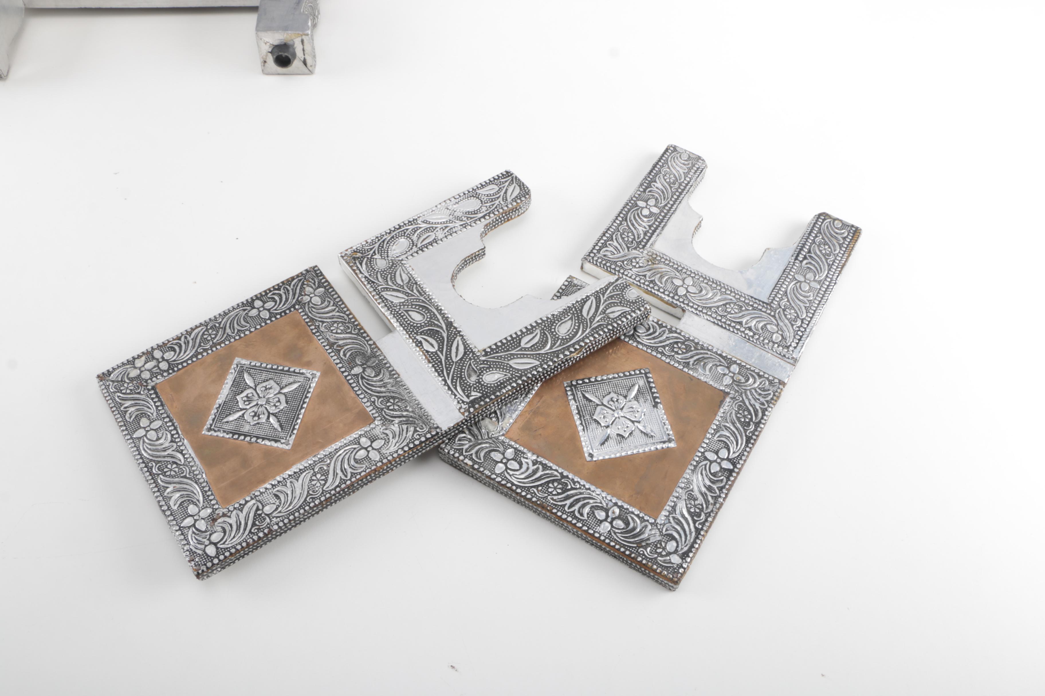 Indian Metal Embossed Table with Book Stand by Gujarat Emporium