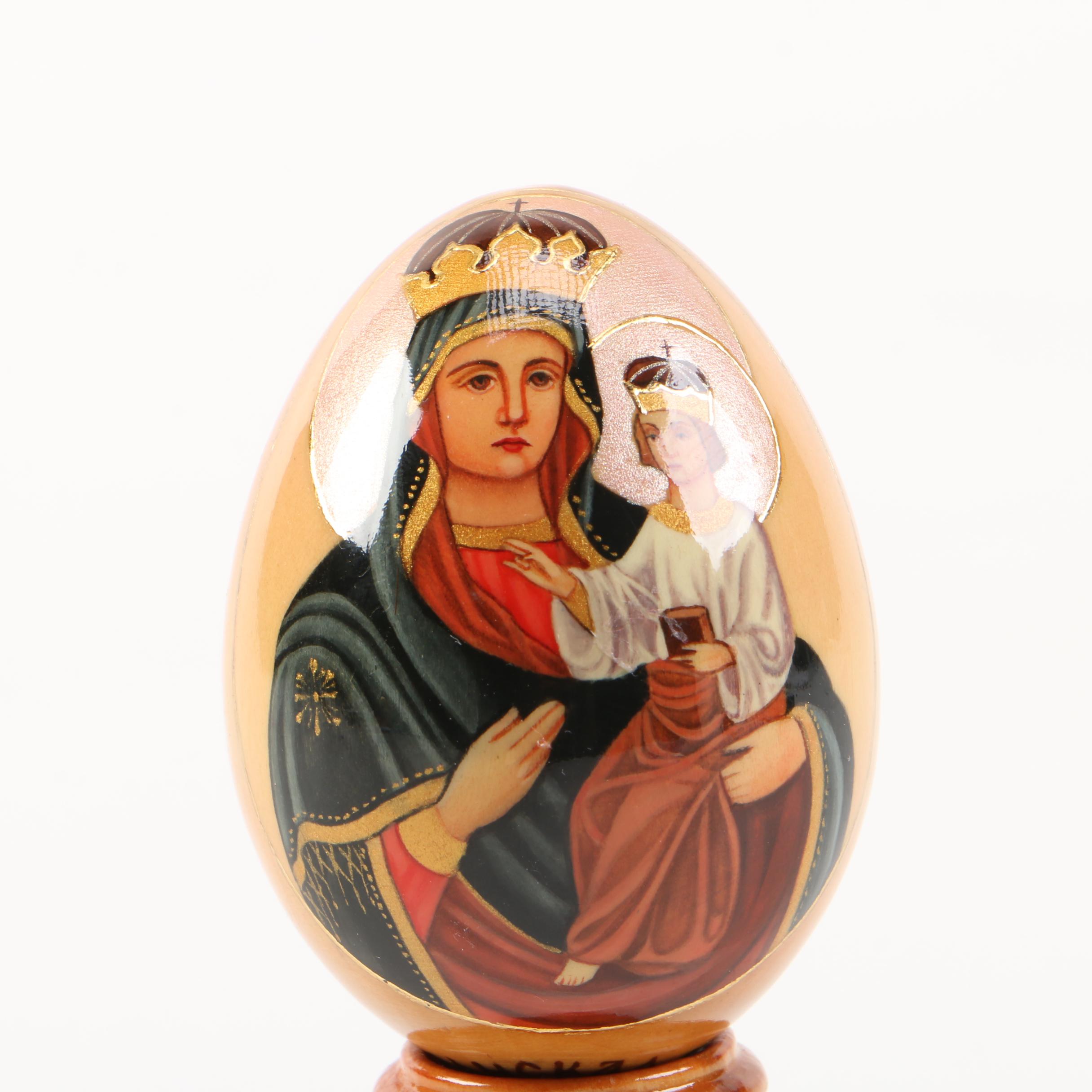 Decorative Wooden Egg On Stand