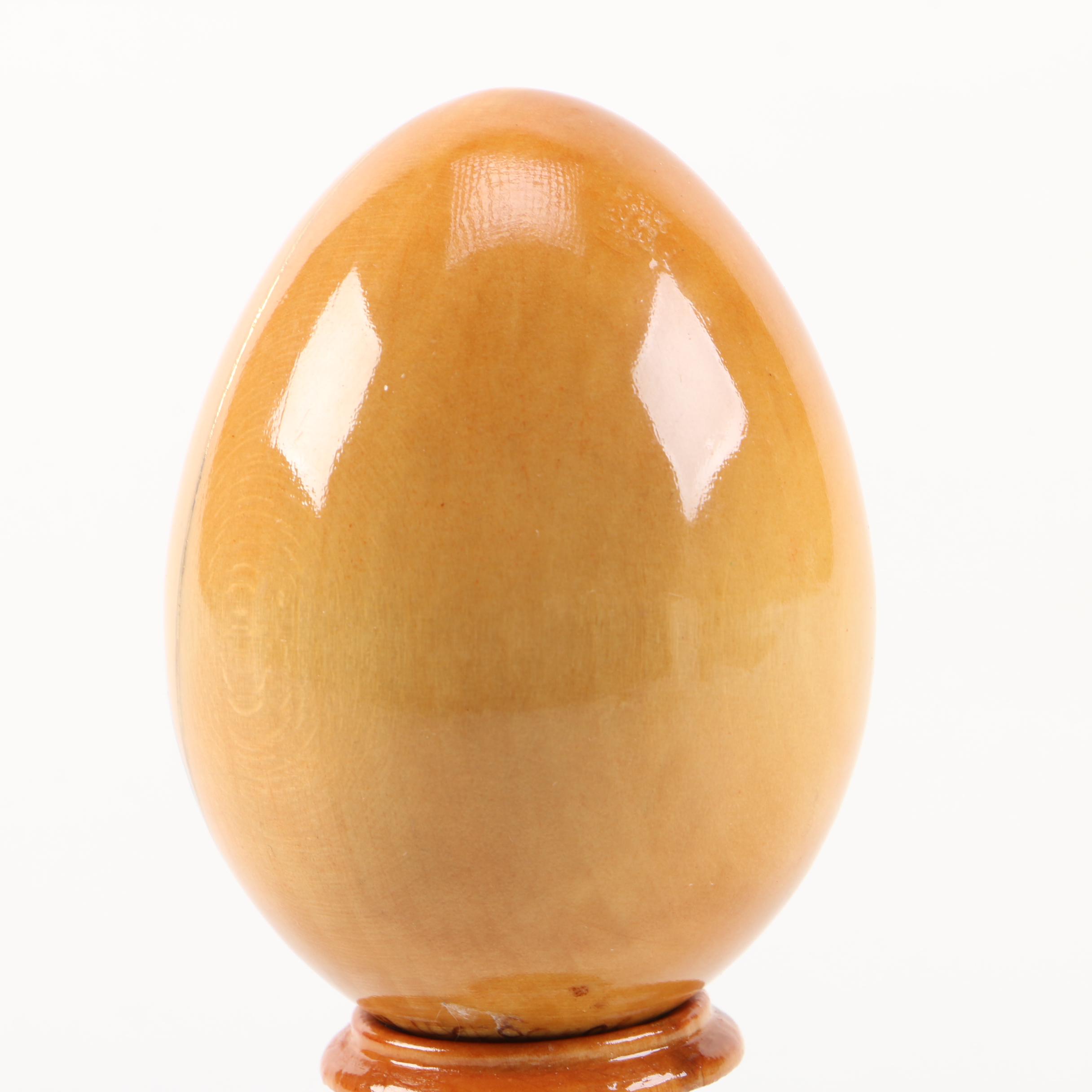 Decorative Wooden Egg On Stand