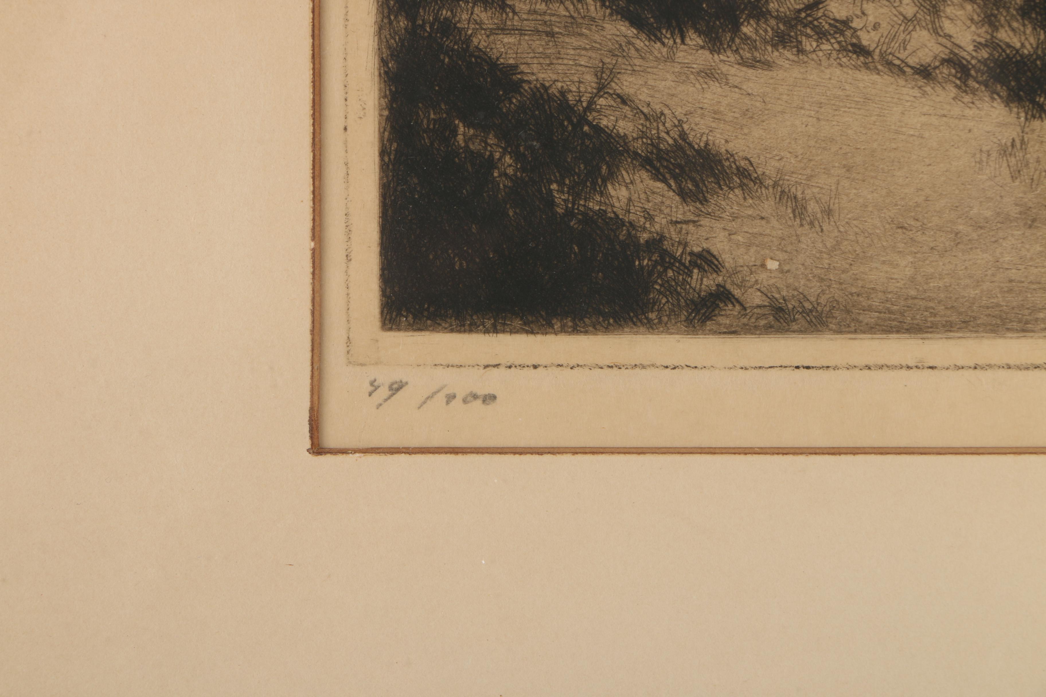 Jos. Van Hoof Limited Edition Etching of a Landscape