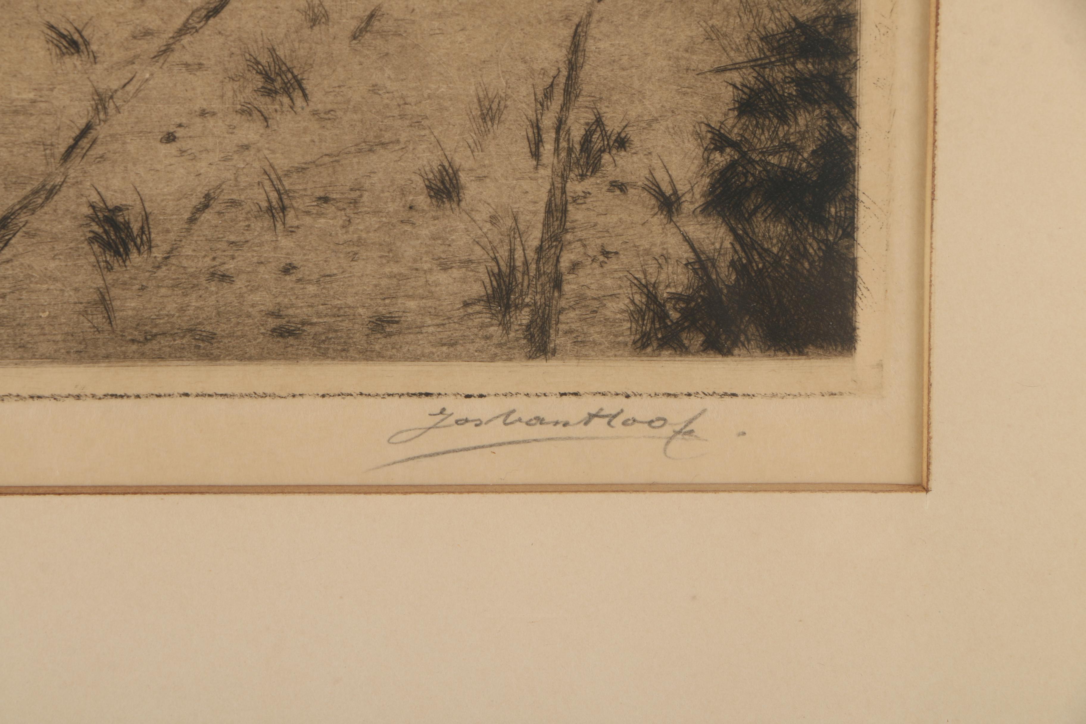 Jos. Van Hoof Limited Edition Etching of a Landscape