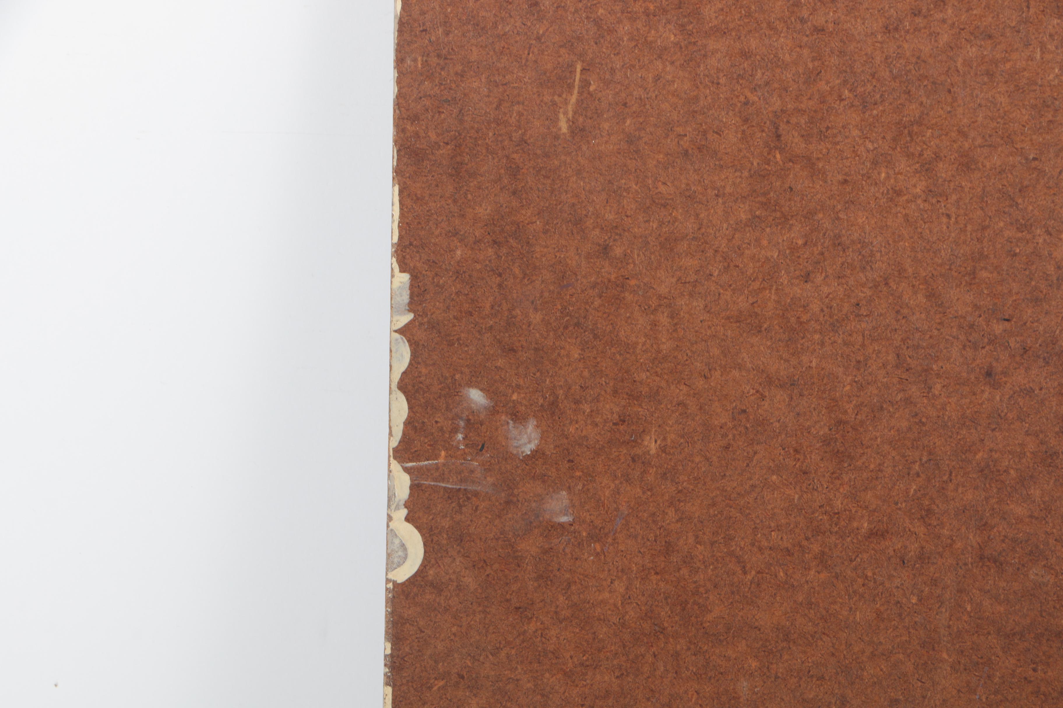 Carlo Nisita Mid-Century Oil Portrait on Canvas Board of Woman in Brown Jacket