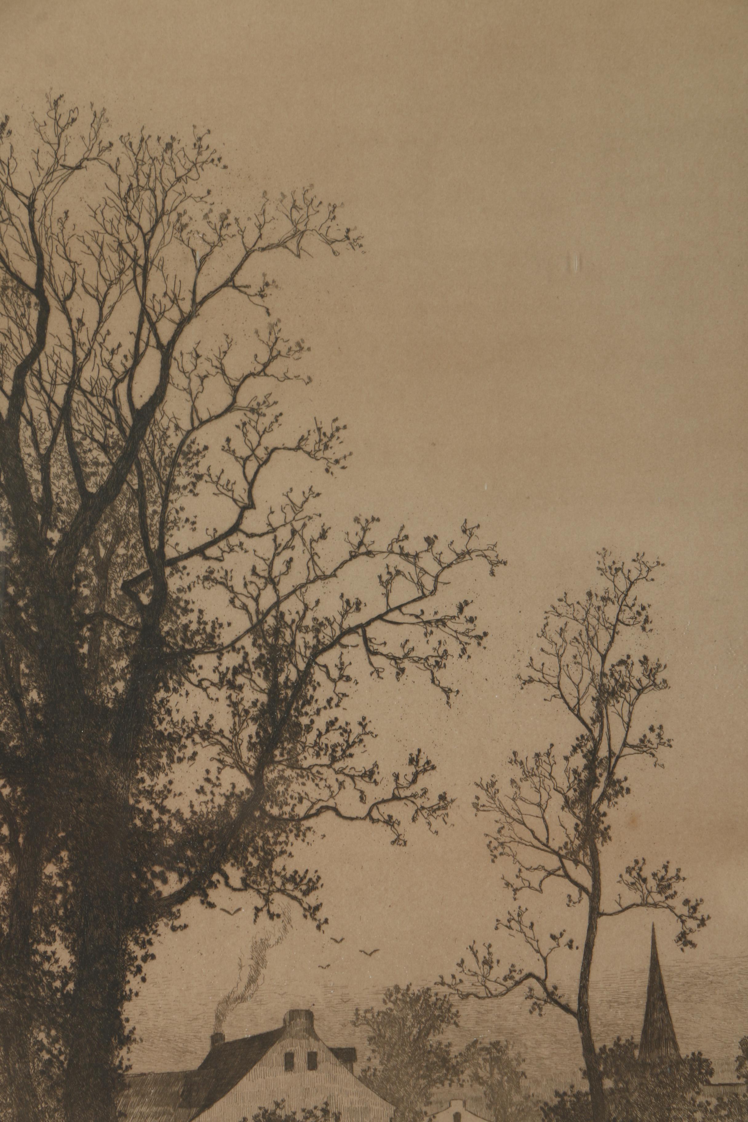 Ernest C. Rost Vintage Etching on Paper "Indian Summer"