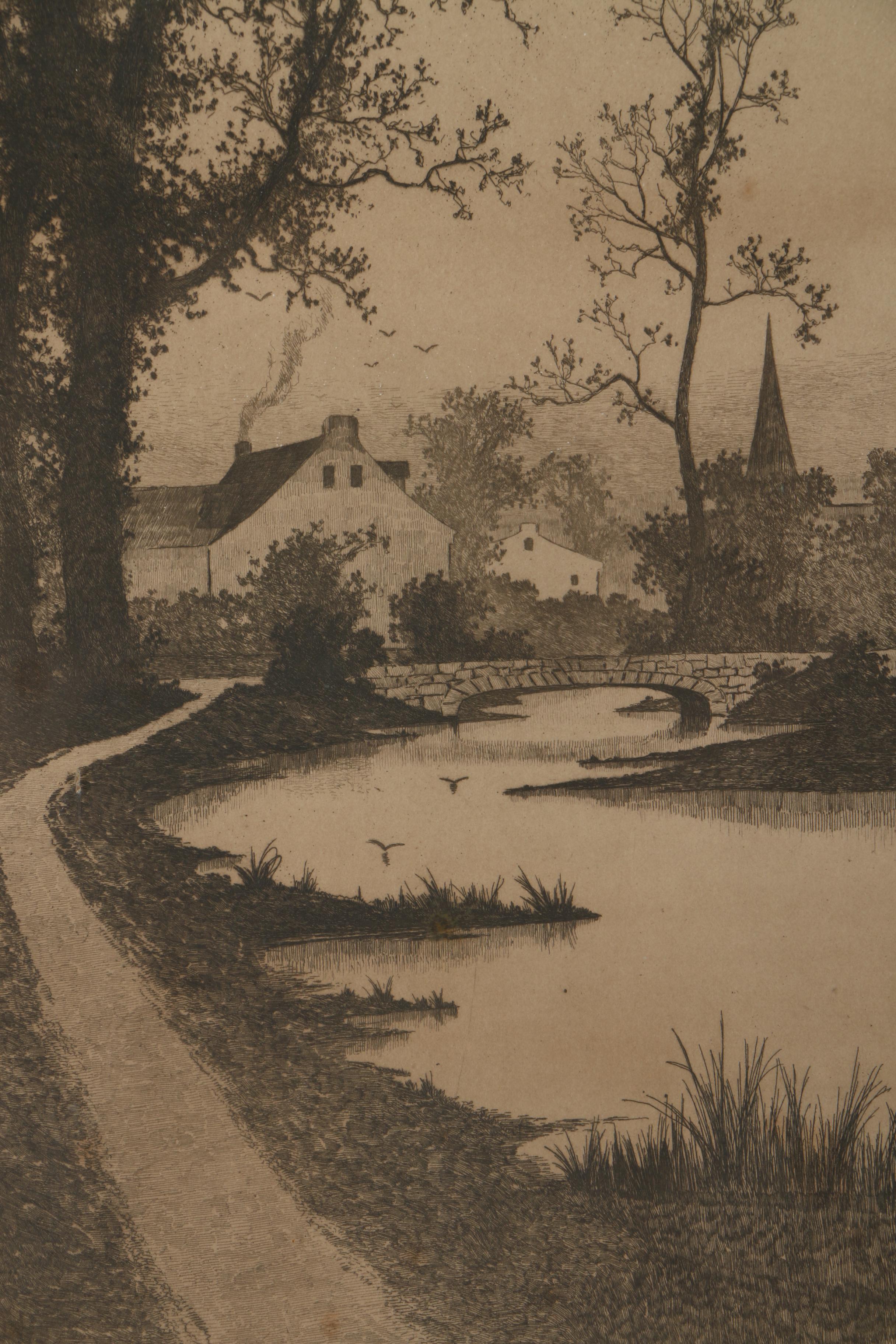 Ernest C. Rost Vintage Etching on Paper "Indian Summer"