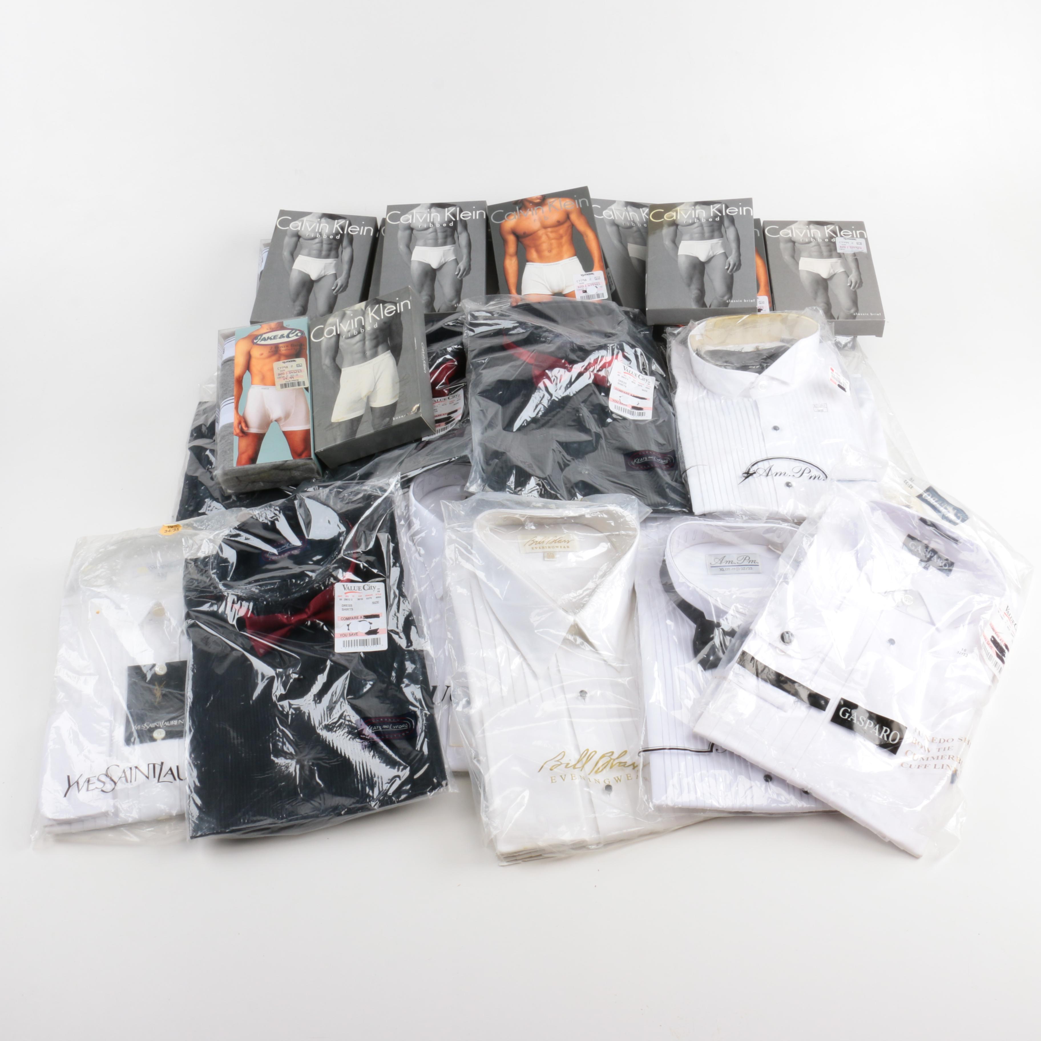 Men's Unused Underwear and Dress Shirts Including YSL