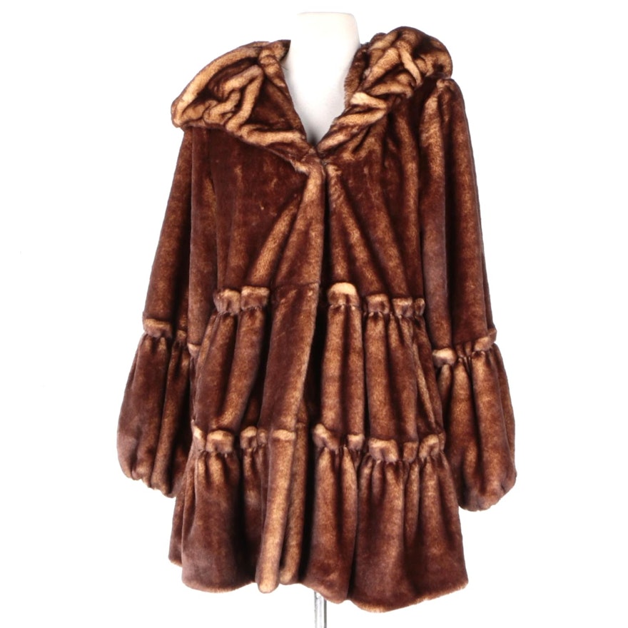 Jones New York Faux Fur Dress Coat