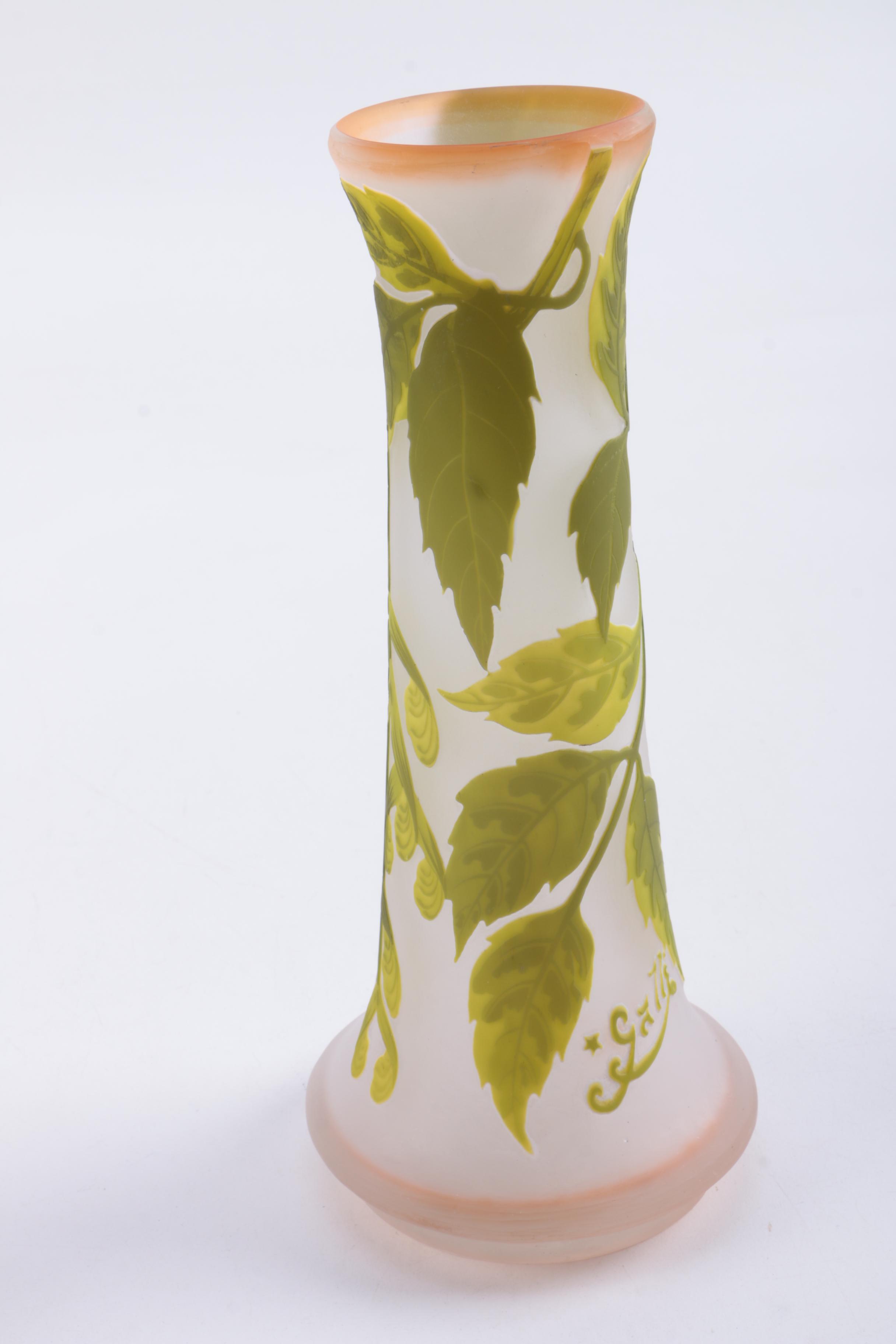 Pair of Antique Galle Glass Vases