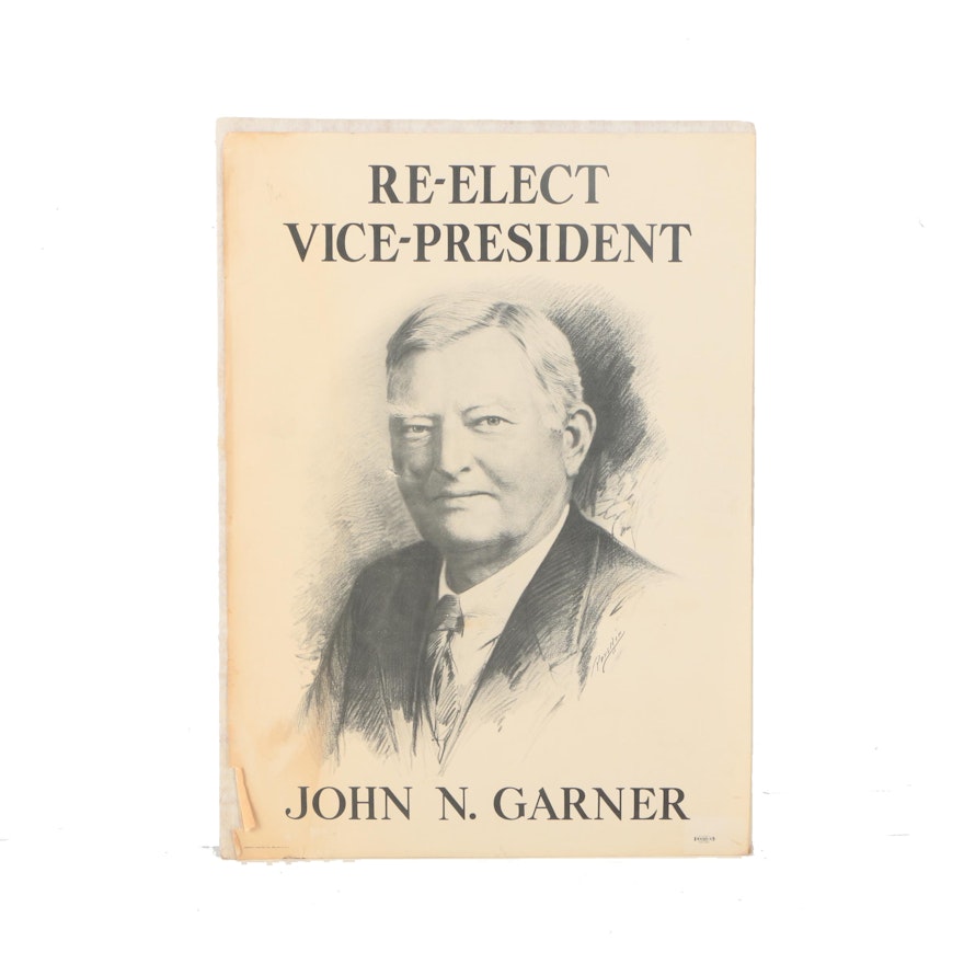 Offset Lithograph Poster "Re-Elect Vice-President John N. Garner"