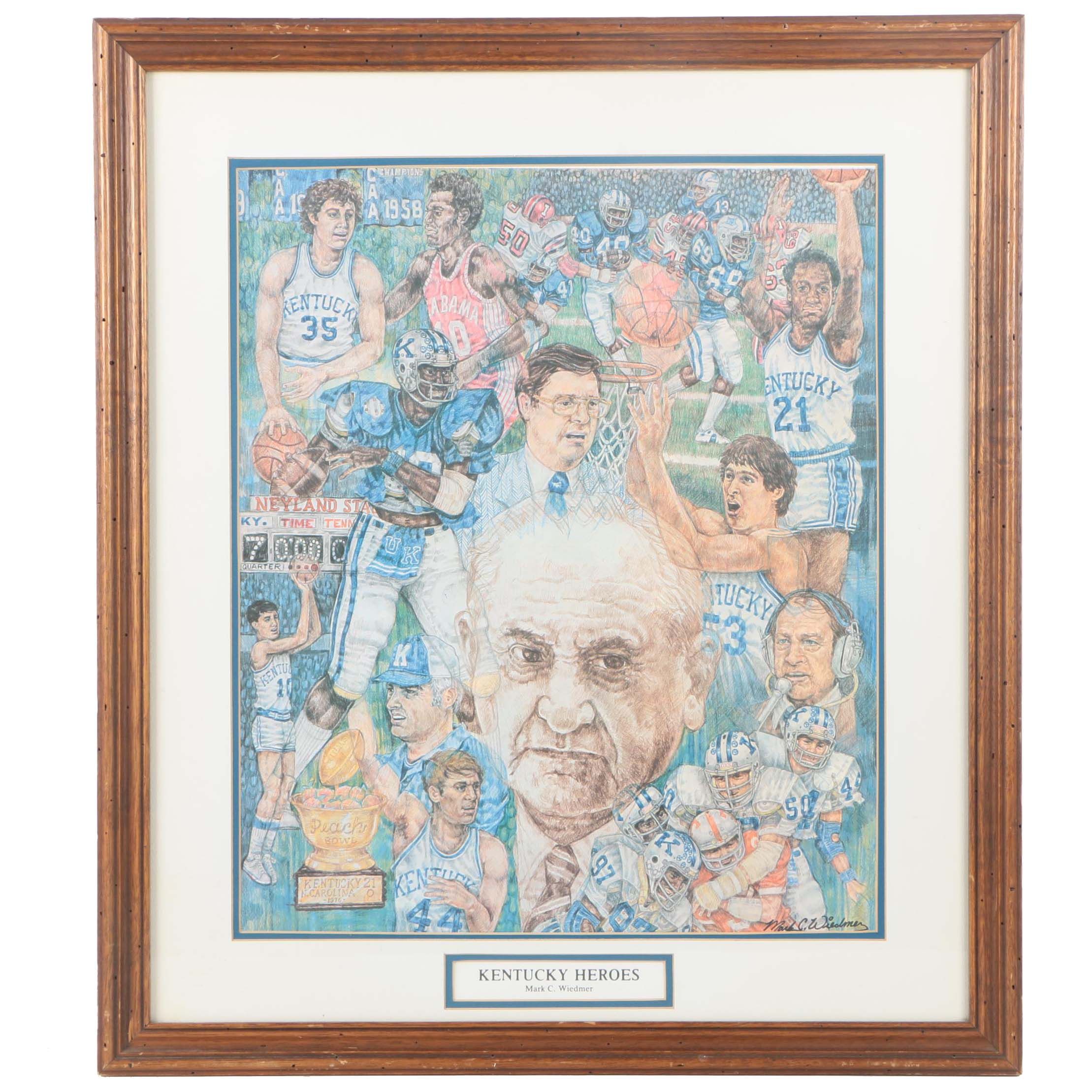 After Mark C. Wiedmer Offset Lithograph on Paper "Kentucky Heroes"