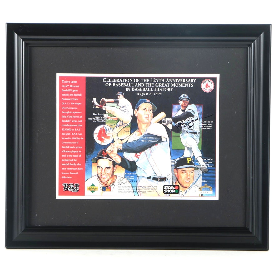 Limited Edition Autographed Offset Lithograph of Baseball Players Featuring Reggie Jackson and Bobby Thomson