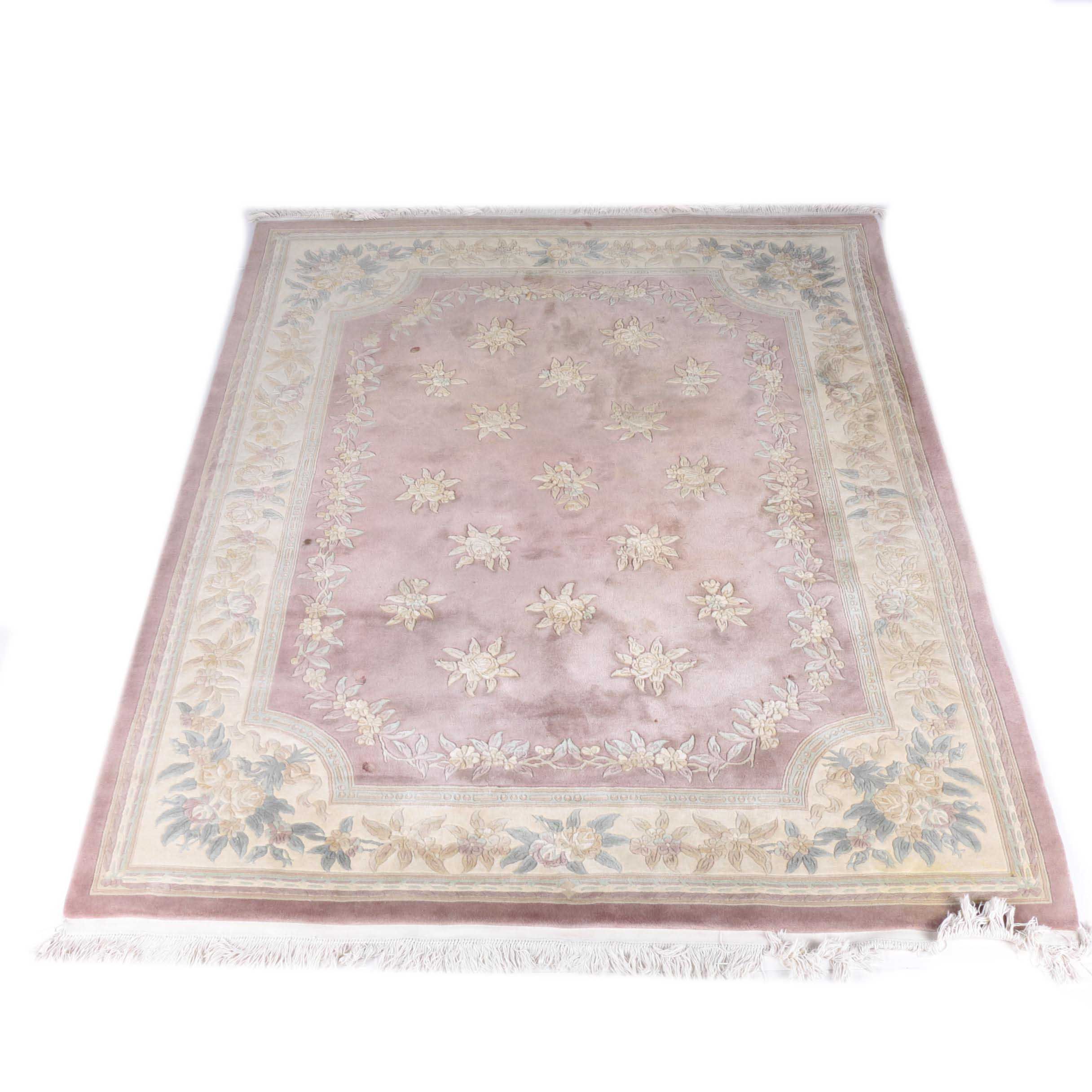 Hand-Knotted and Carved Chinese Area Rug