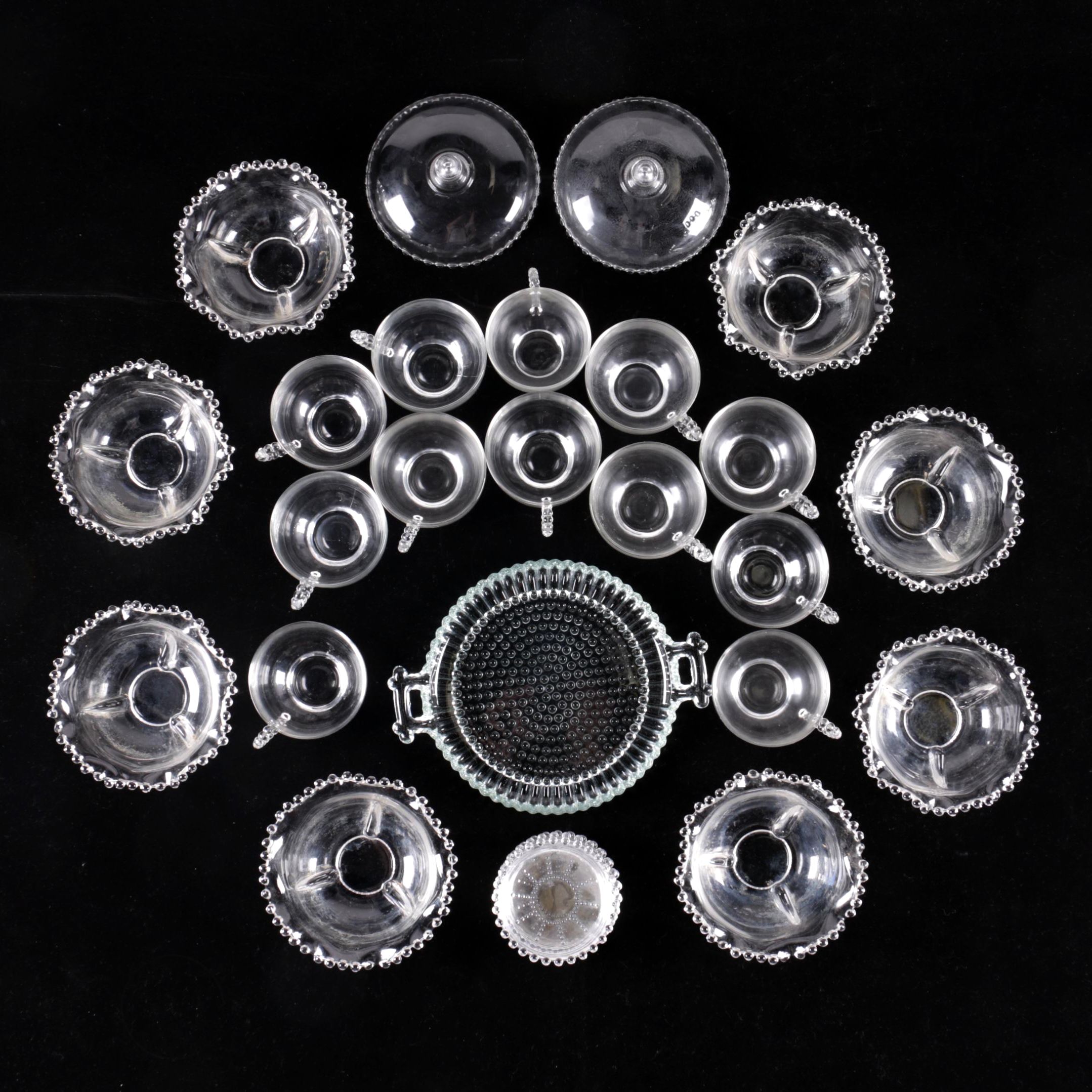 Imperial Glass "Candlewick" Glass Punch Cups and Bowls Circa 1936 - 1984