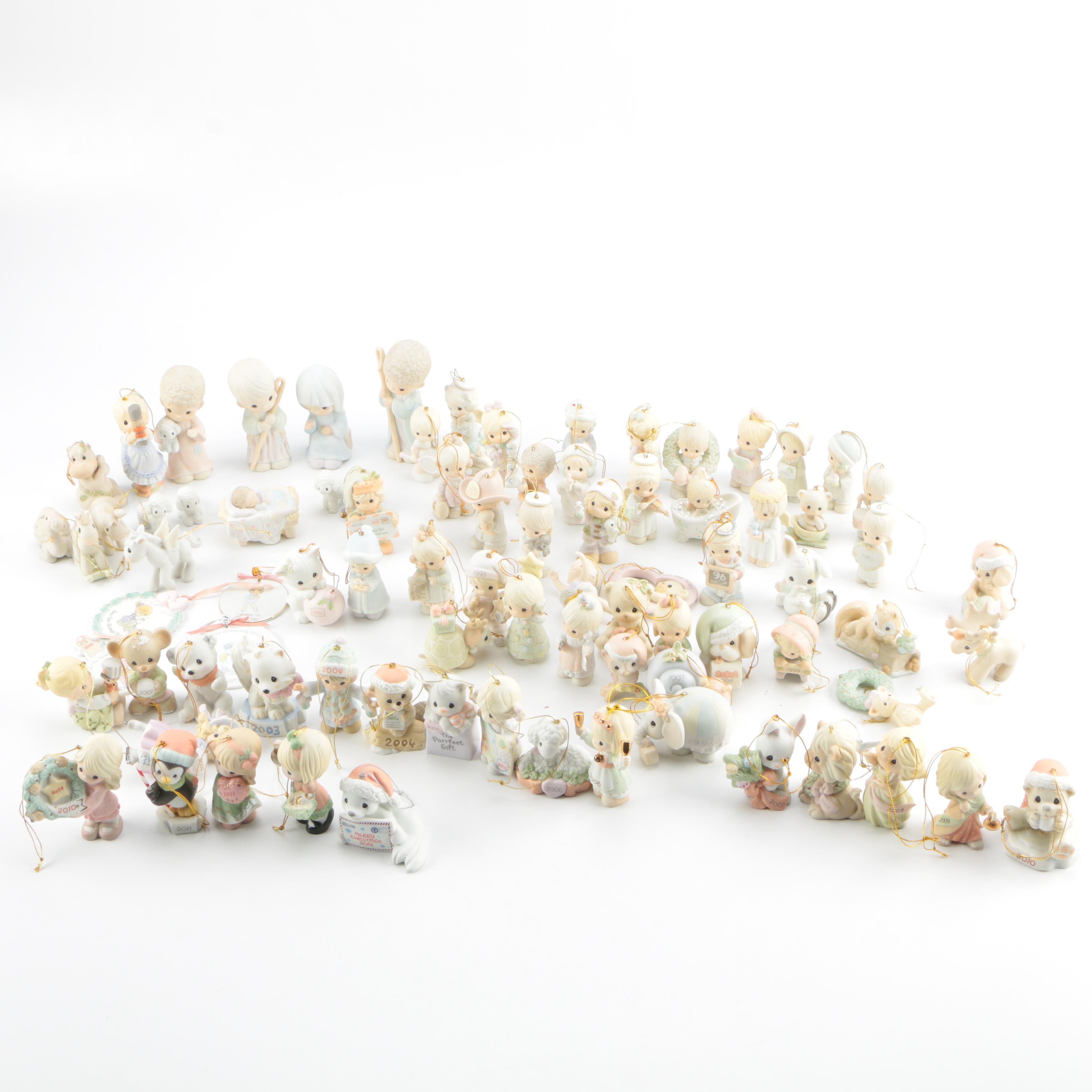 Precious Moment Nativity Set and Ornaments