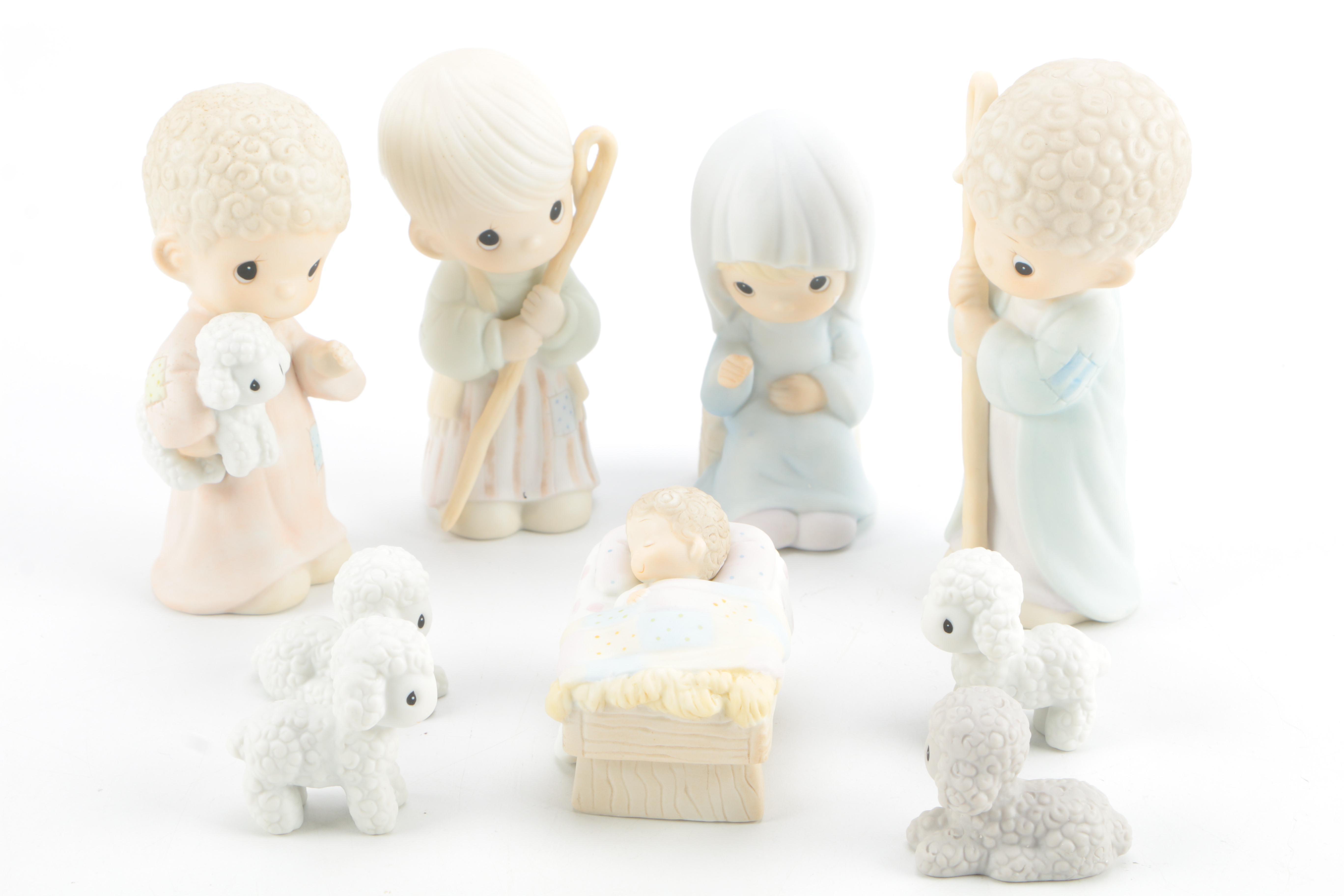 Precious Moment Nativity Set and Ornaments