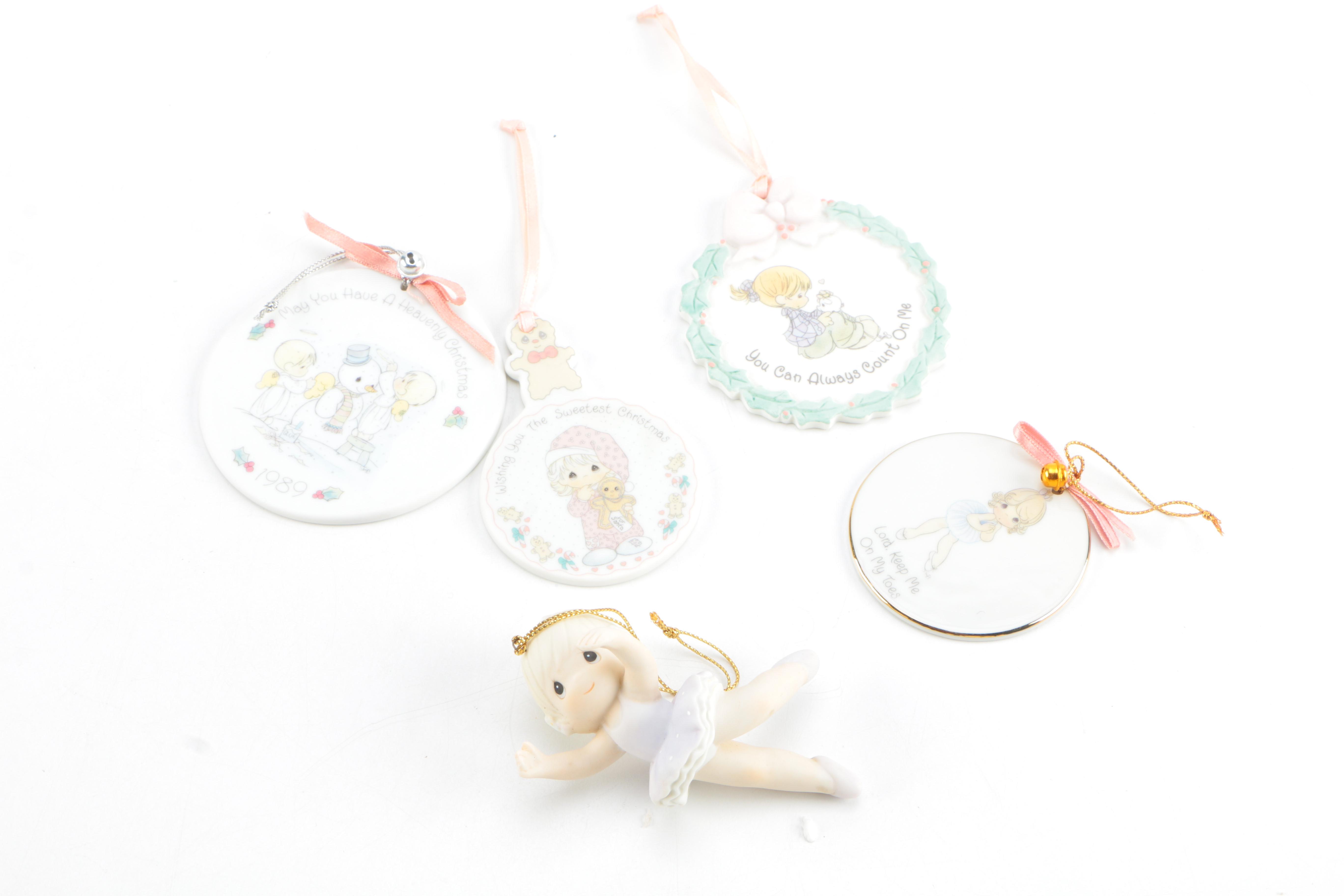 Precious Moment Nativity Set and Ornaments