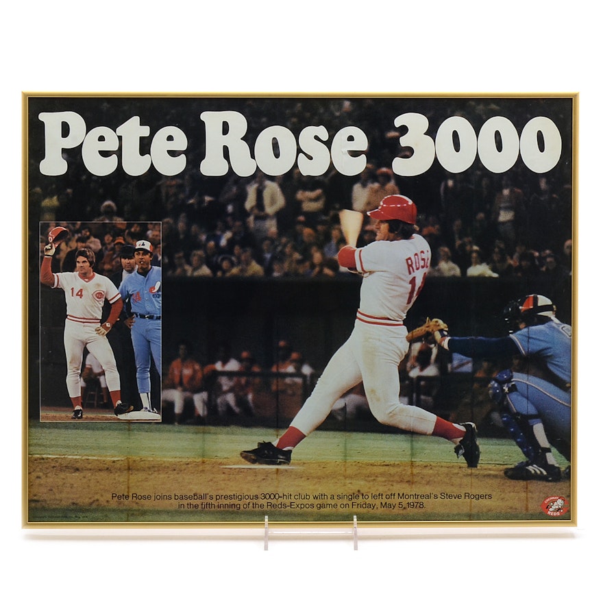 1978 Pete Rose Reds Framed "3000th" Hit Poster