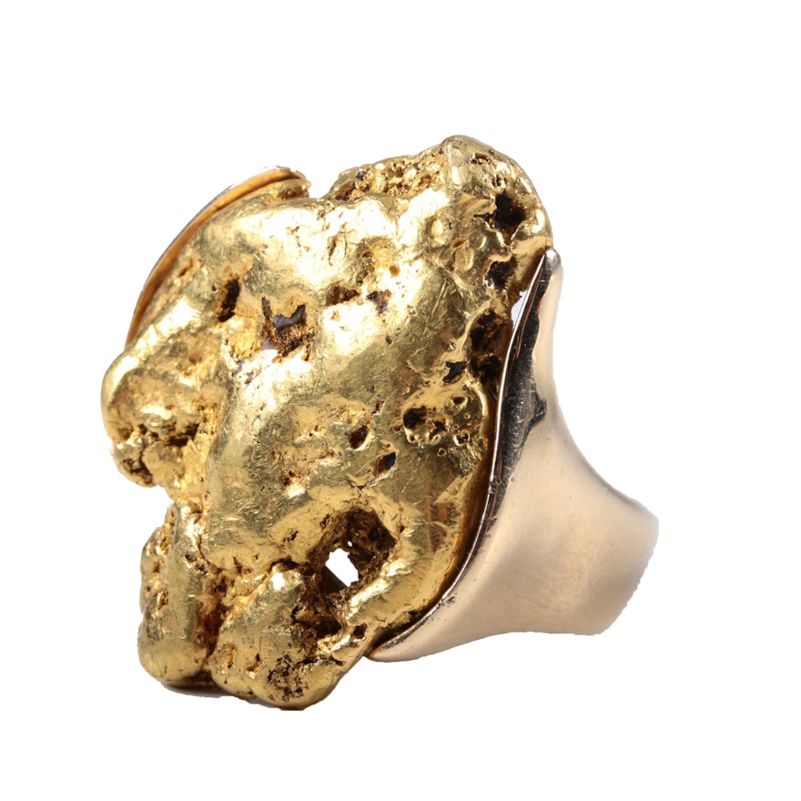 14K Yellow Gold 22K Gold Nugget Ring