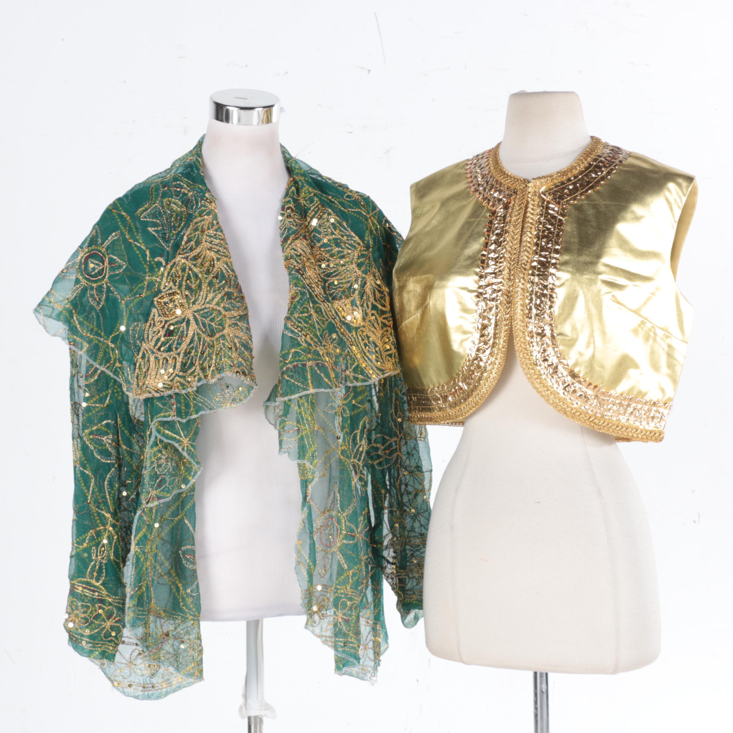 Vest by Emily Wetherby and Maribou Sequined Shrug