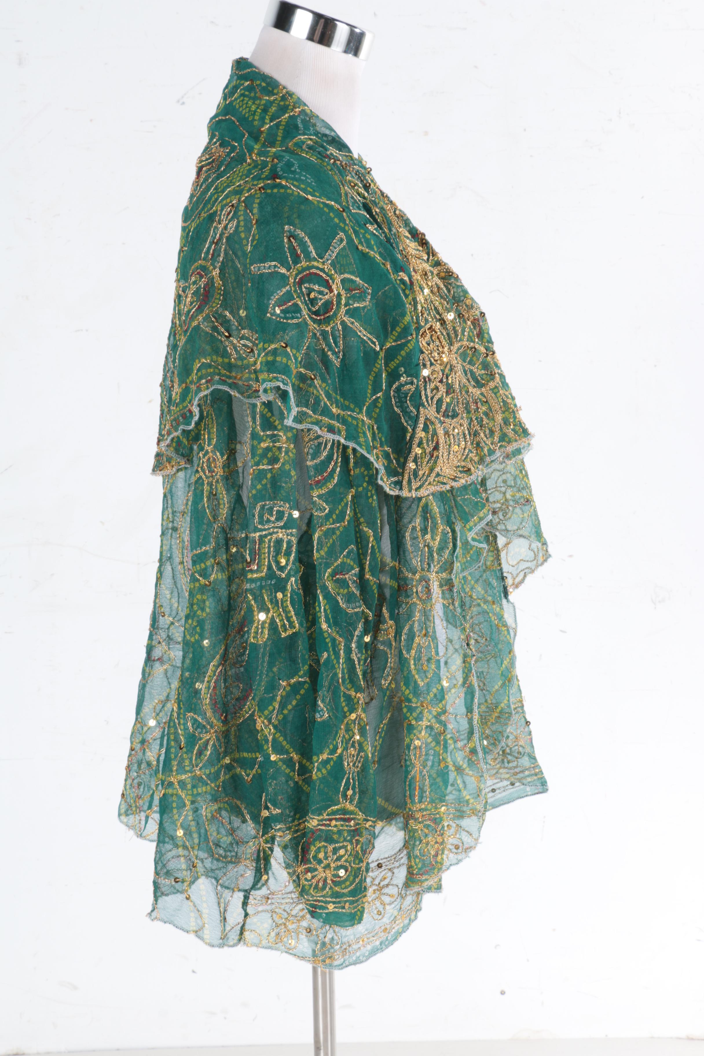 Vest by Emily Wetherby and Maribou Sequined Shrug