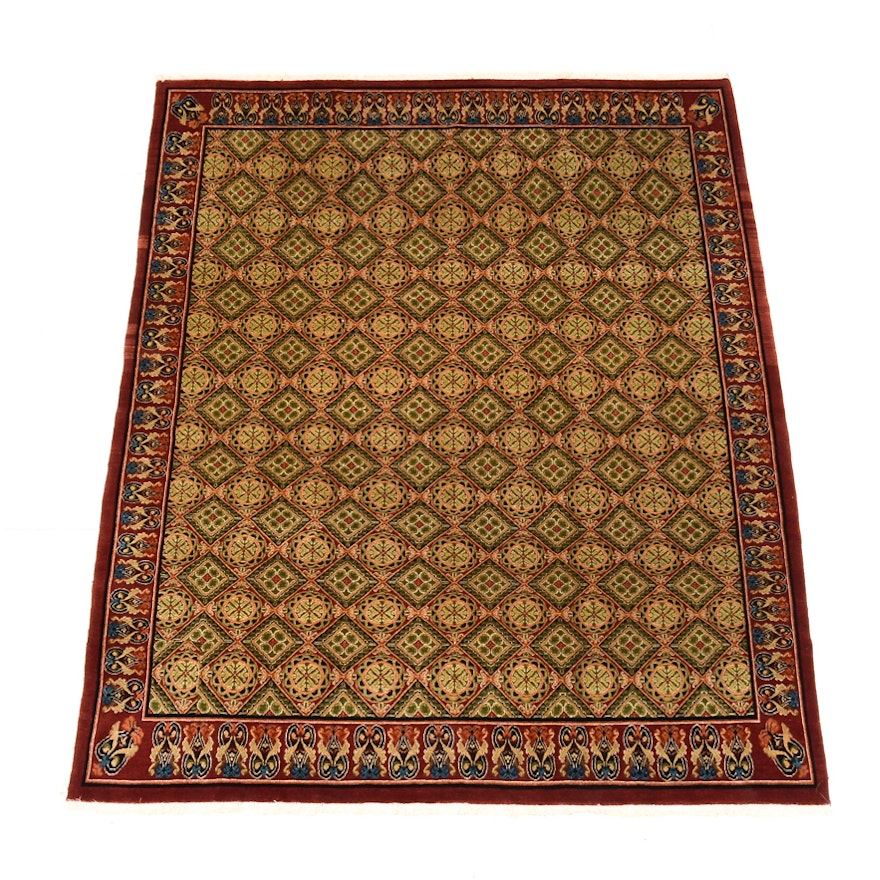 Neoclassical Style Hand Knotted Wool Area Rug