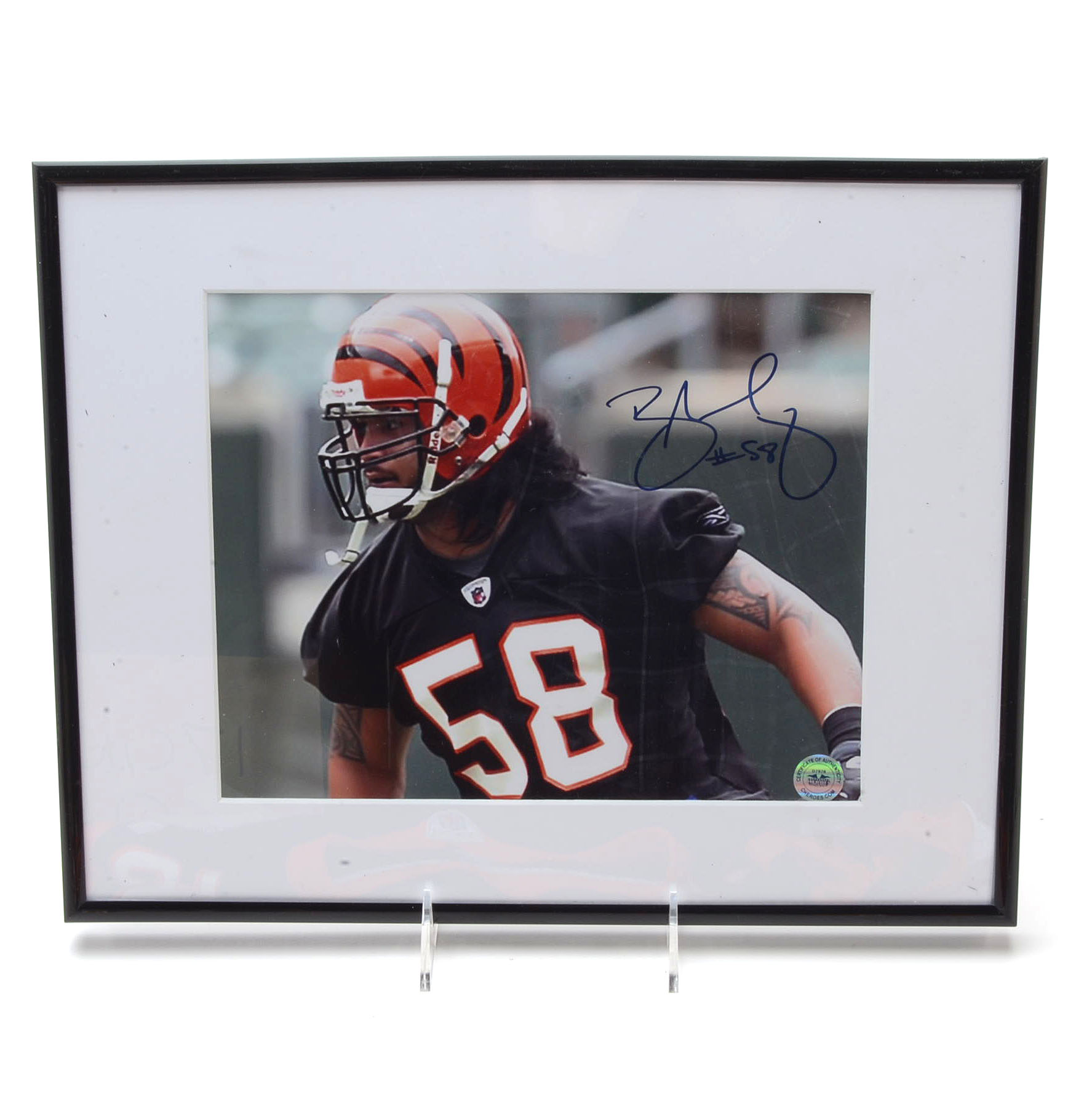 Rey Maualuga Signed Bengals Photo and Chad Johnson Auto Jersey