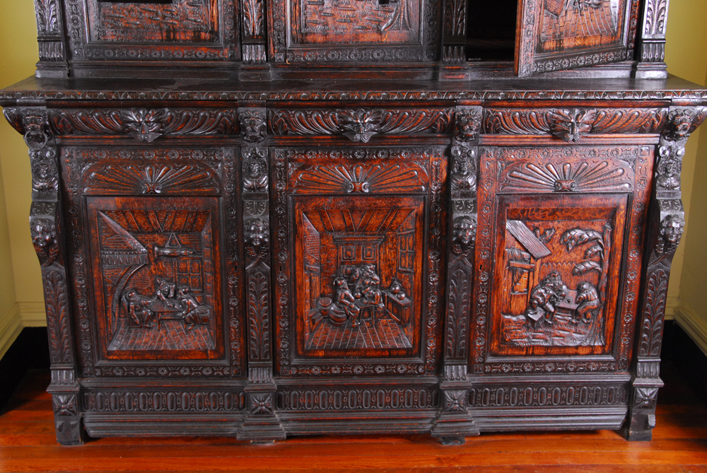 Antique Carved Oak Dutch Kast Style Cabinet